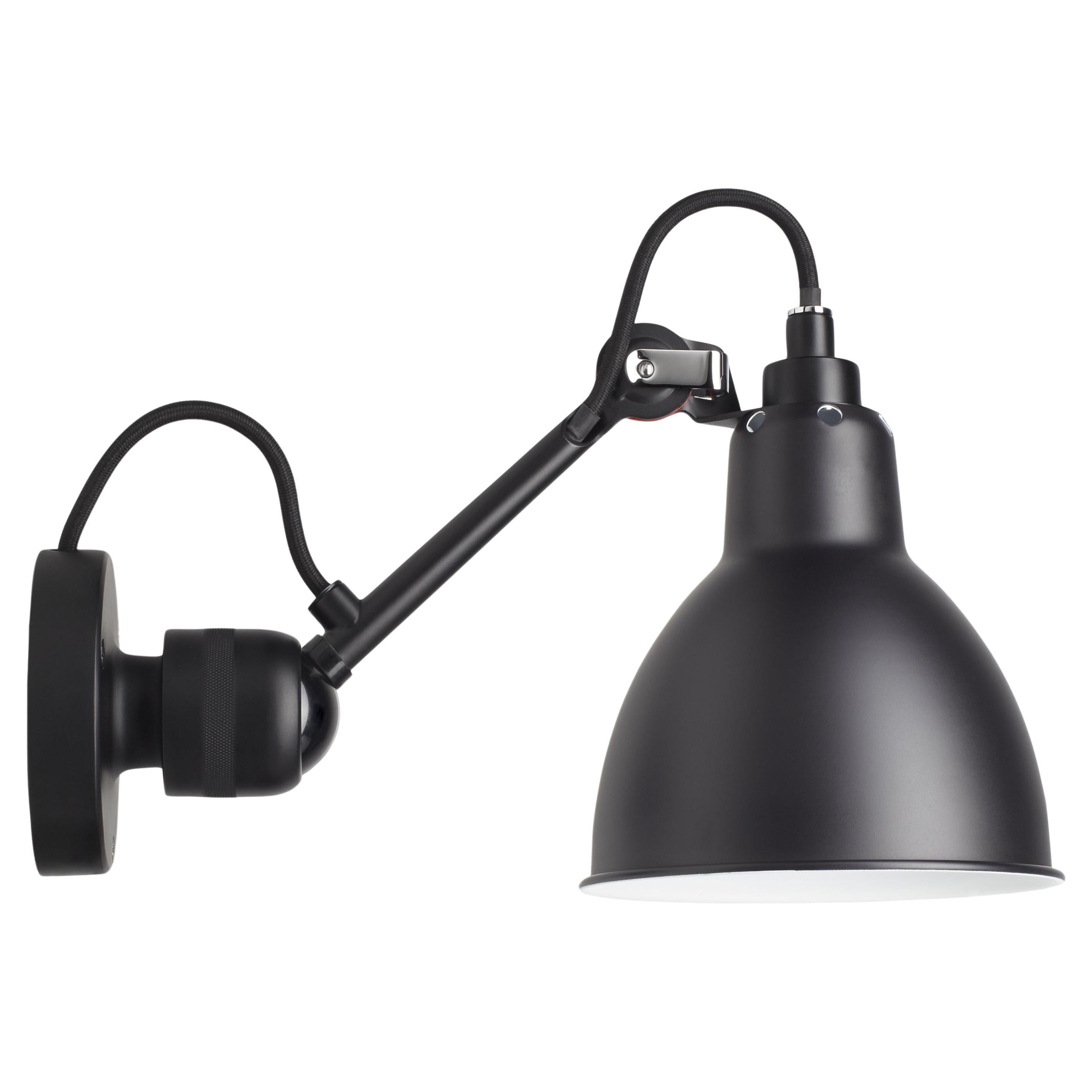 DCW Editions La Lampe Gras N°304 Wall Lamp in Black Arm and Black Shade