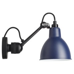 DCW Editions La Lampe Gras N°304 Wall Lamp in Black Arm and Blue Shade
