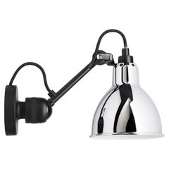 DCW Editions La Lampe Gras N°304 Wall Lamp in Black Arm and Chrome Shade