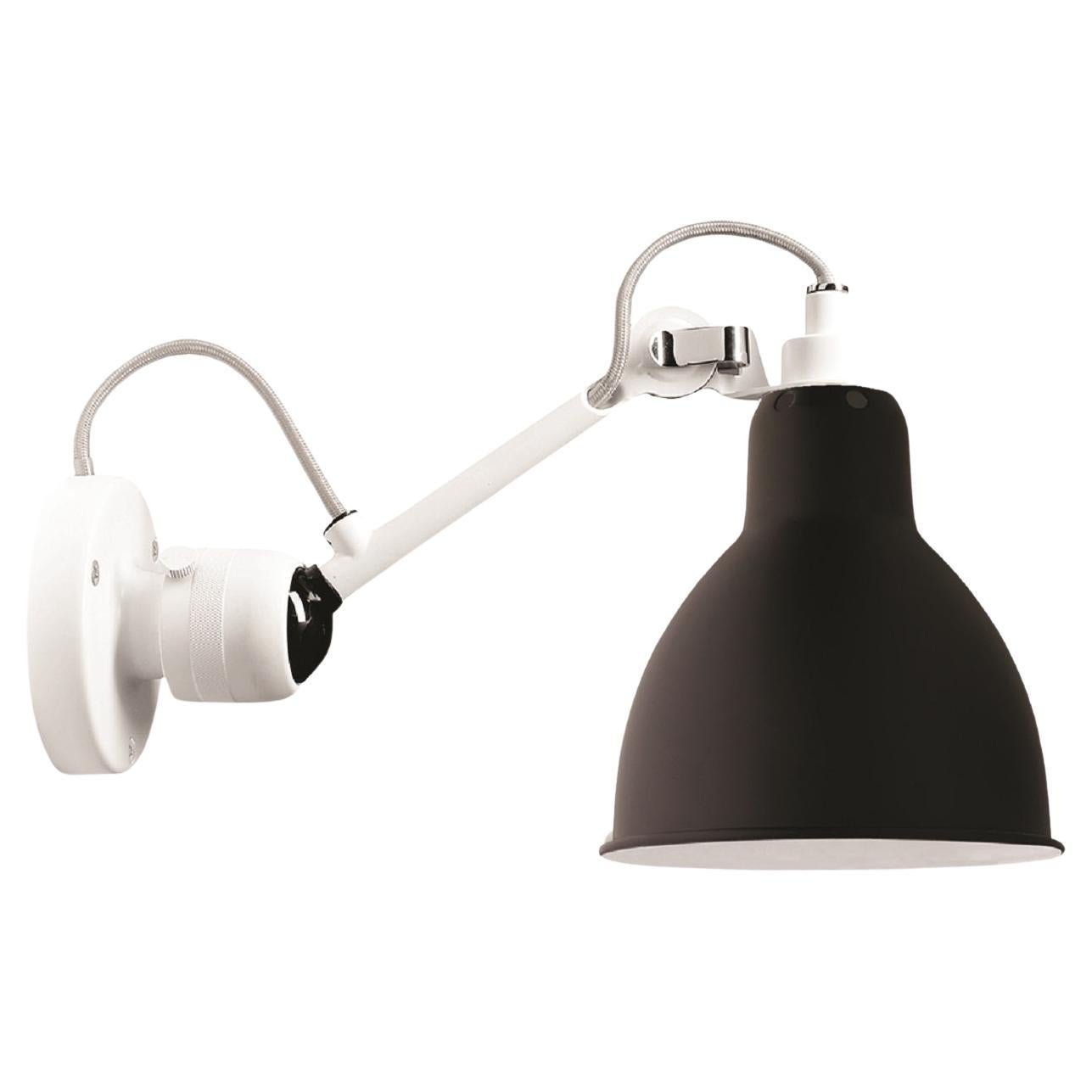 DCW Editions La Lampe Gras N°304 Lampada da parete con braccio bianco e paralume nero