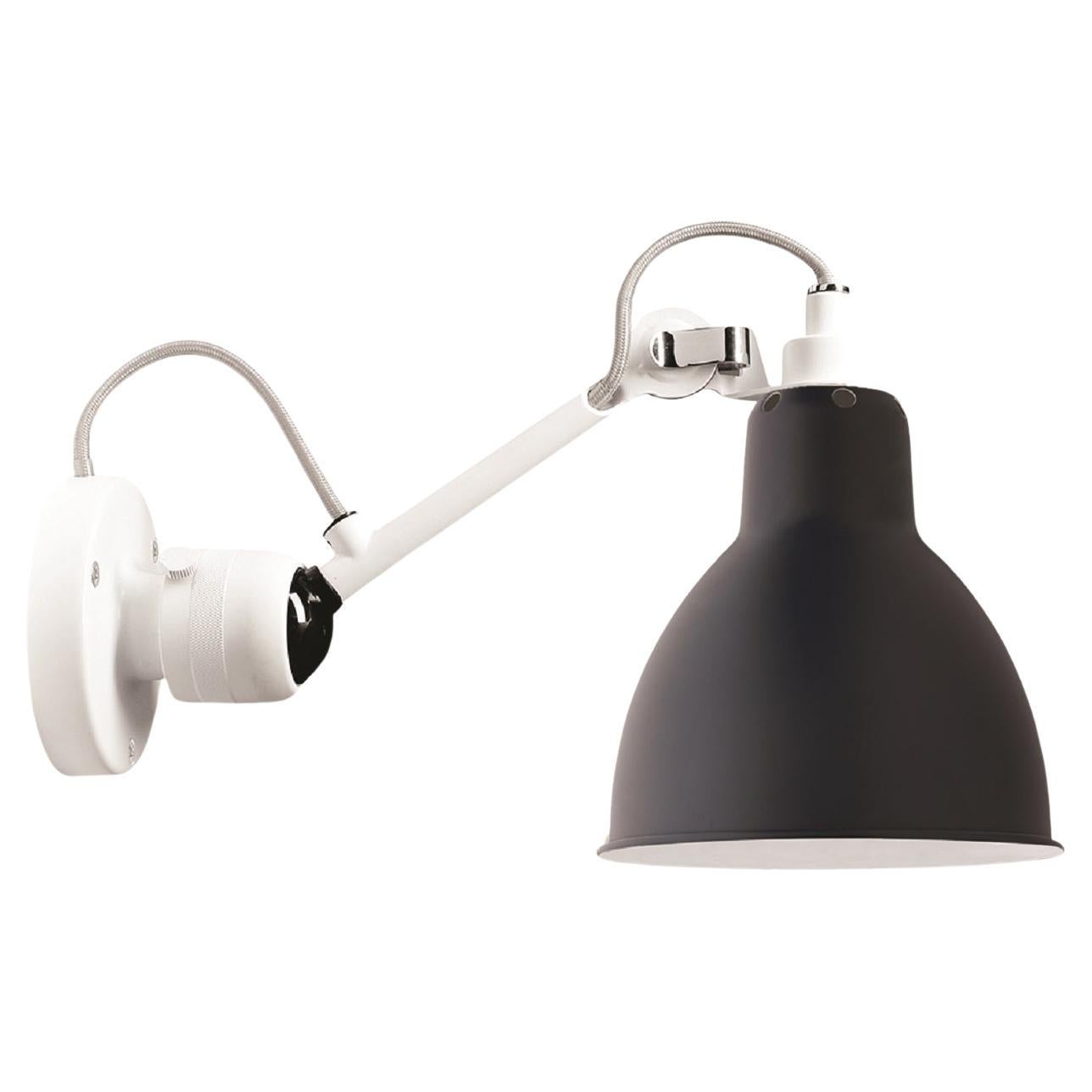 DCW Editions La Lampe Gras N°304 Wall Lamp in White Arm and Blue Shade