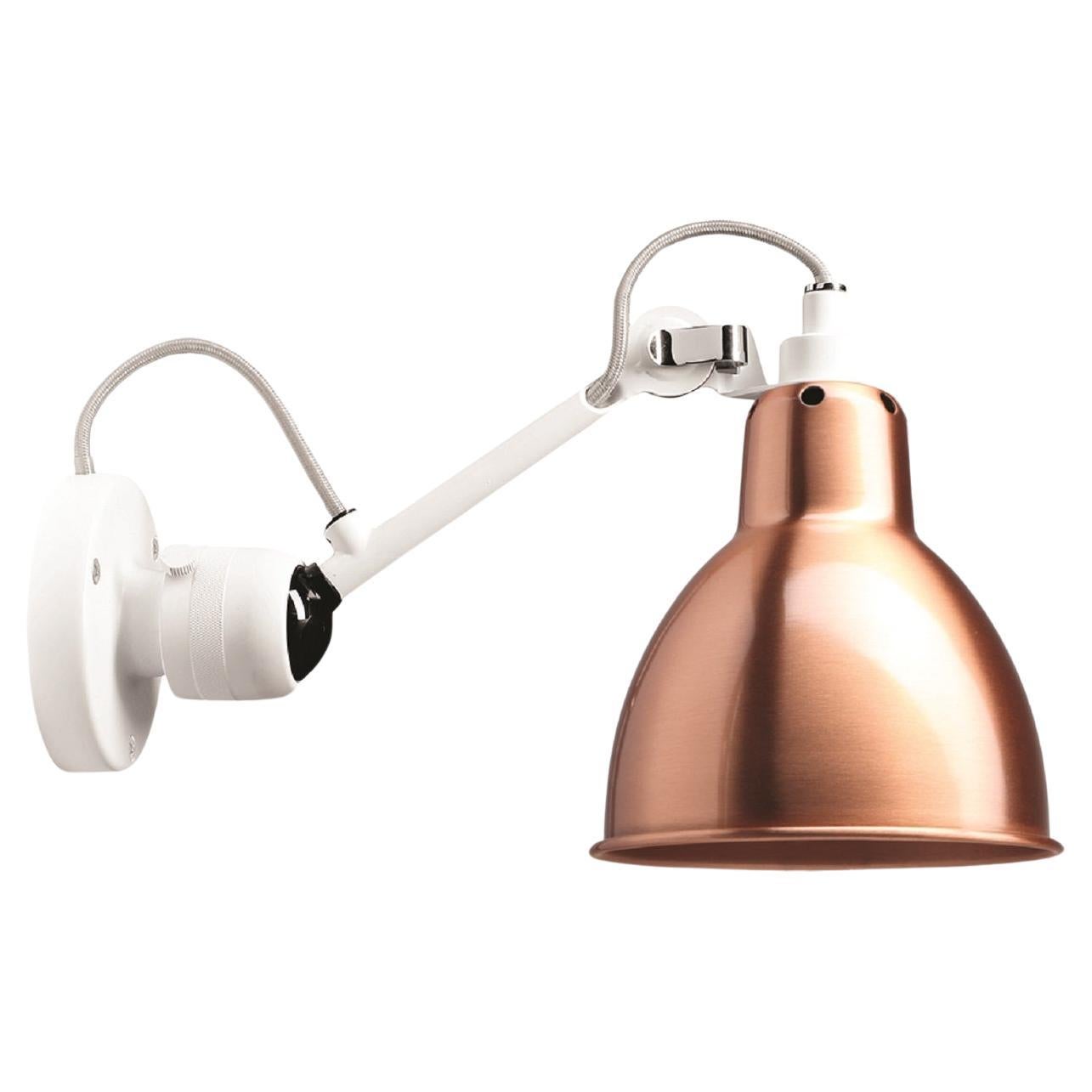 DCW Editions La Lampe Gras N°304 Wall Lamp in White Arm and Copper Shade