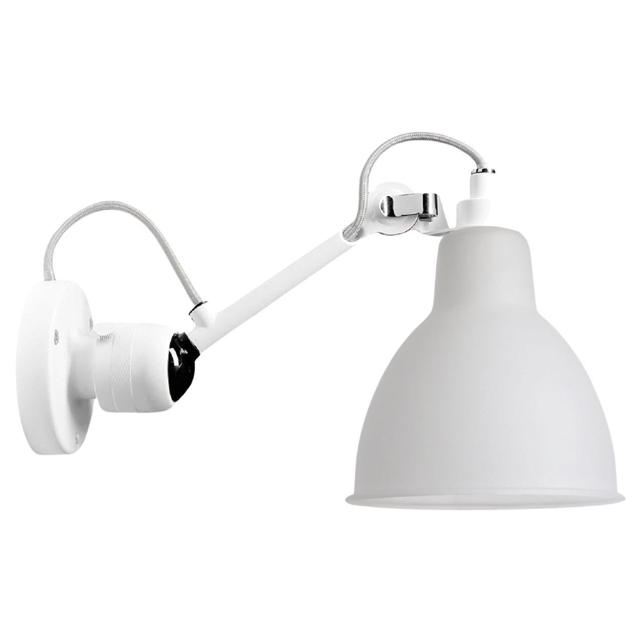 DCW Editions La Lampe Gras N°304 Wall Lamp in White Arm and Frosted Glass Shade For Sale