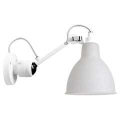 DCW Editions La Lampe Gras N°304 Wall Lamp in White Arm and Frosted Glass Shade