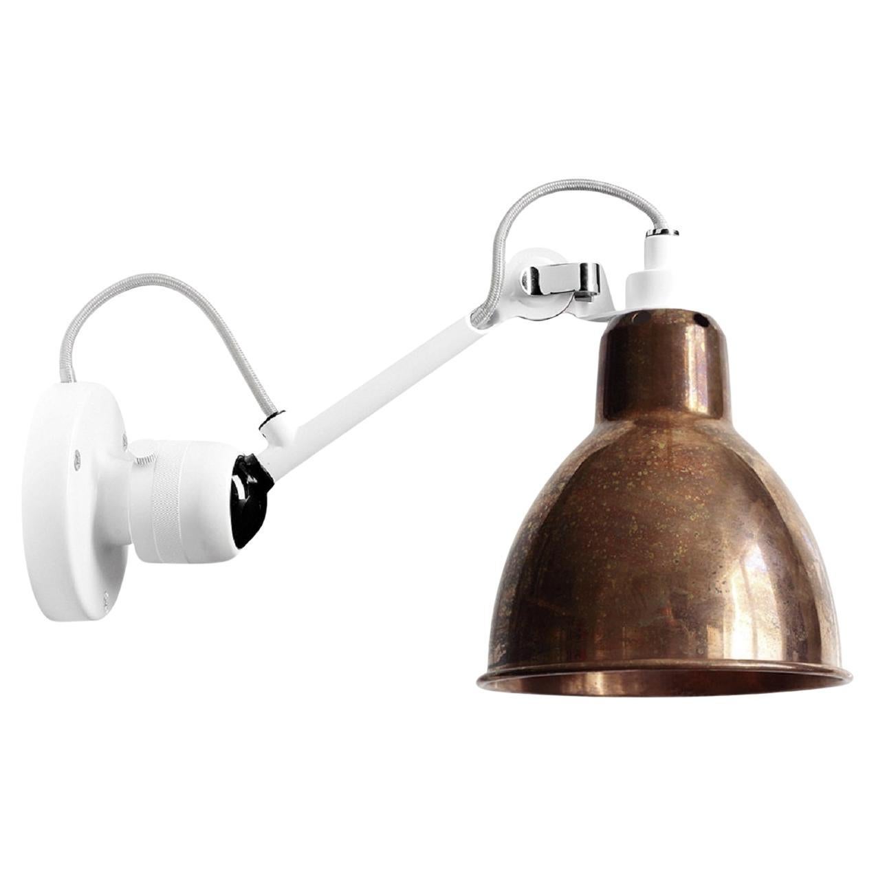 DCW Editions La Lampe Gras N°304 Wall Lamp in White Arm and Raw Copper Shade For Sale