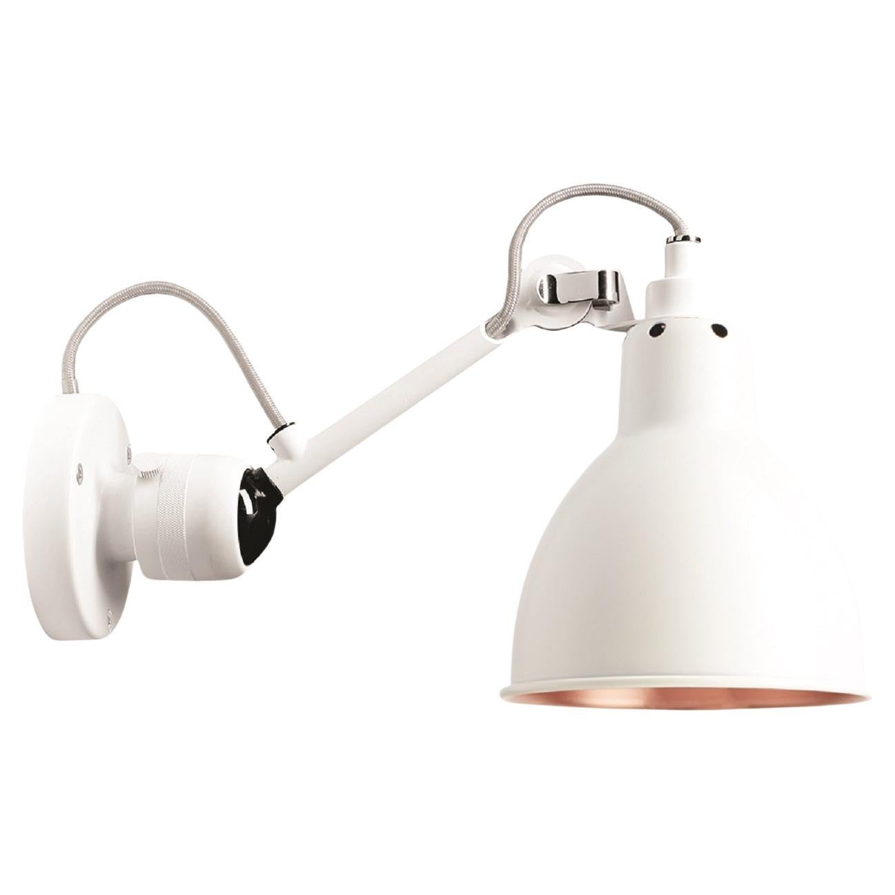DCW Editions La Lampe Gras N°304 Wall Lamp in White Arm and White Copper Shade