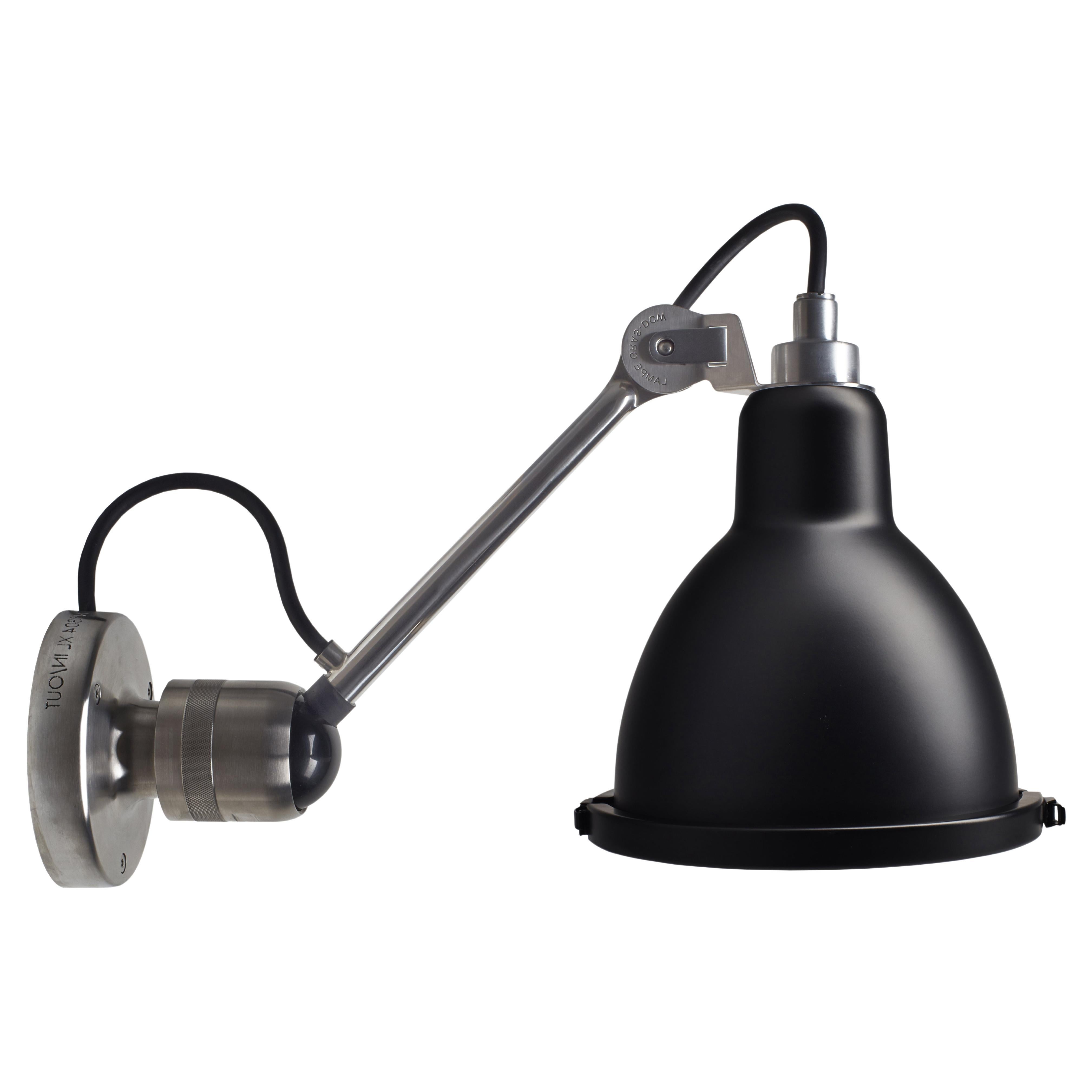 DCW Editions La Lampe Gras N°304 XL Round Wall Lamp in Bare Arm & Black Shade 1 For Sale