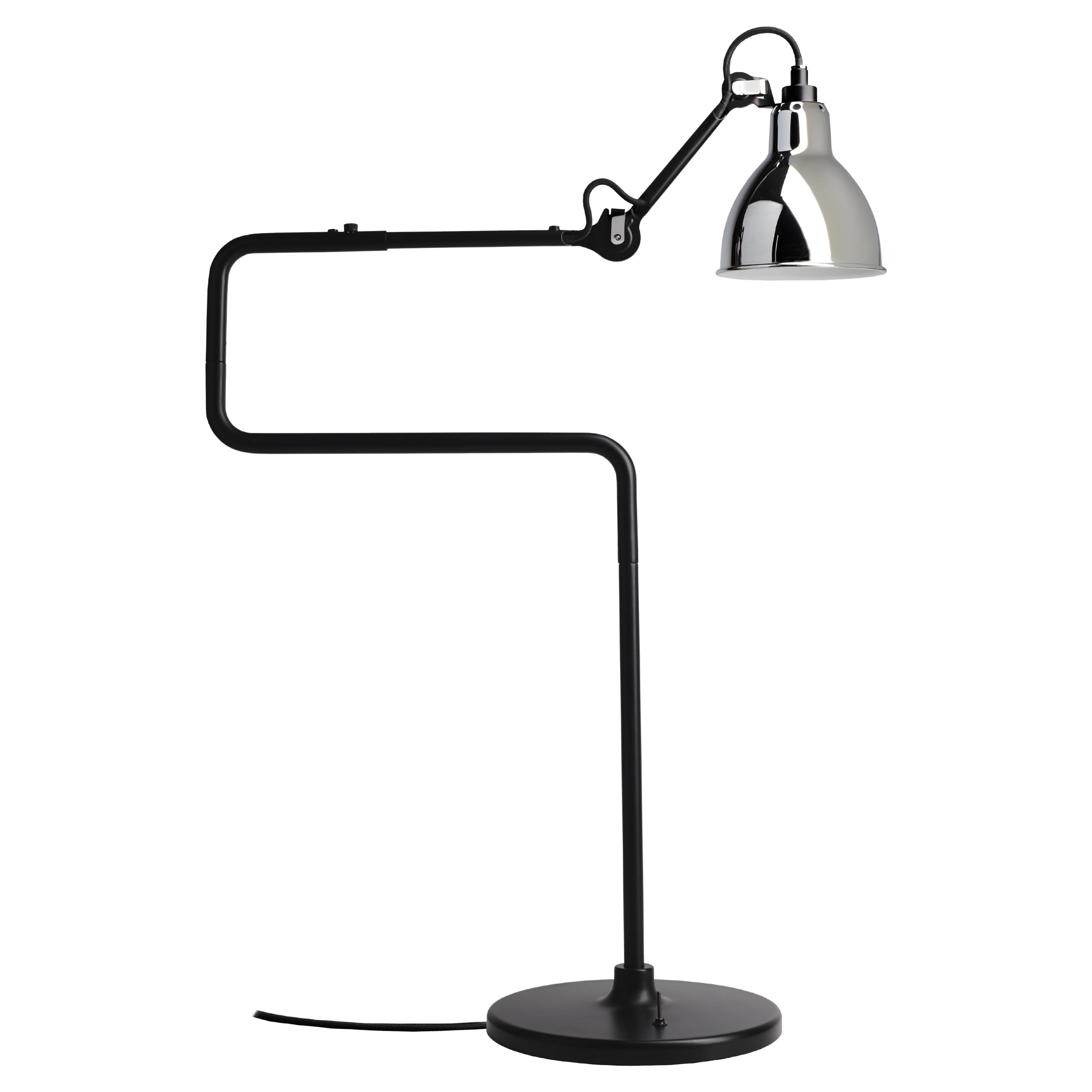 DCW Editions La Lampe Gras N°317 Tischlampe mit schwarzem Arm und verchromtem Lampenschirm