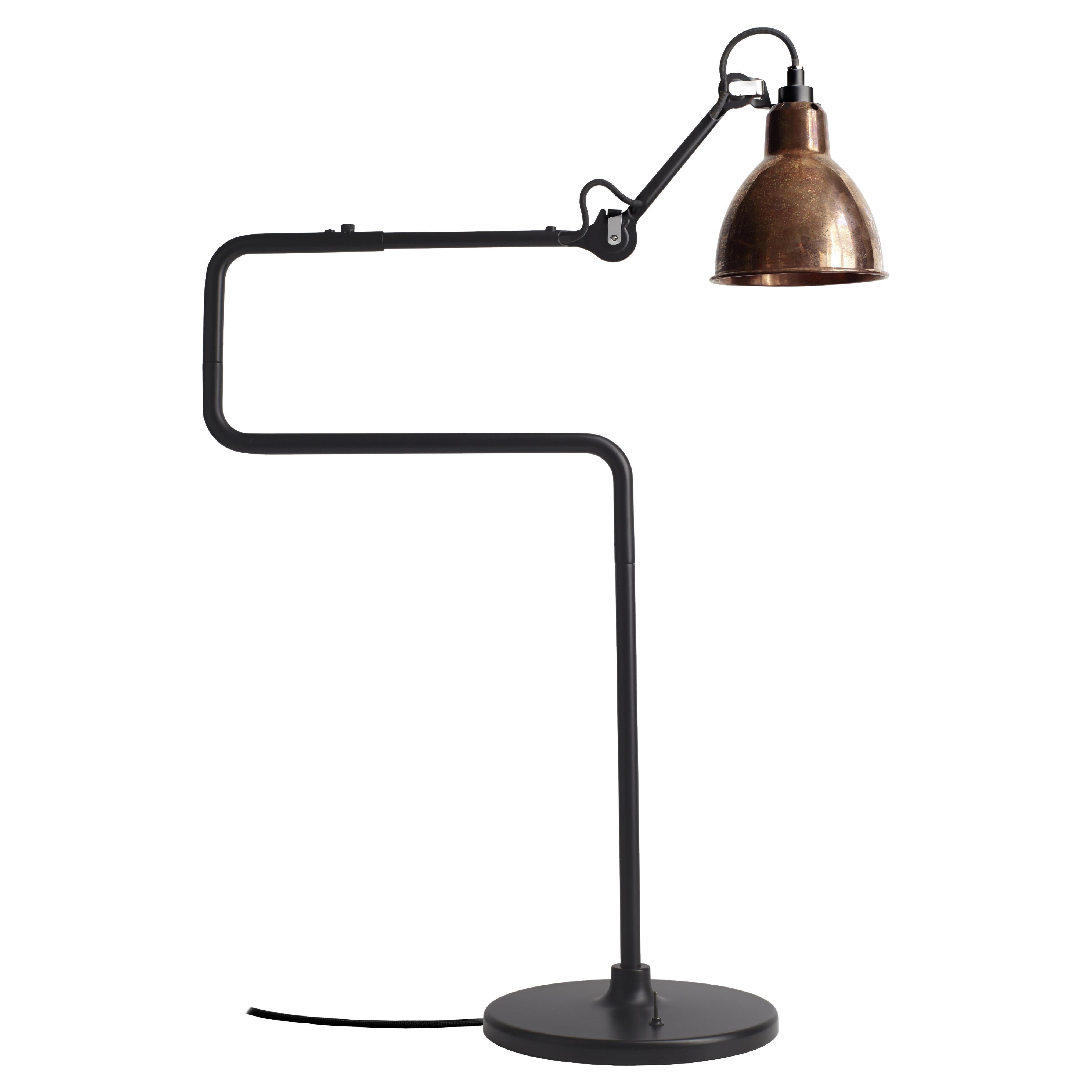 DCW Editions La Lampe Gras N°317 Table Lamp in Black Arm with Raw Copper Shade For Sale