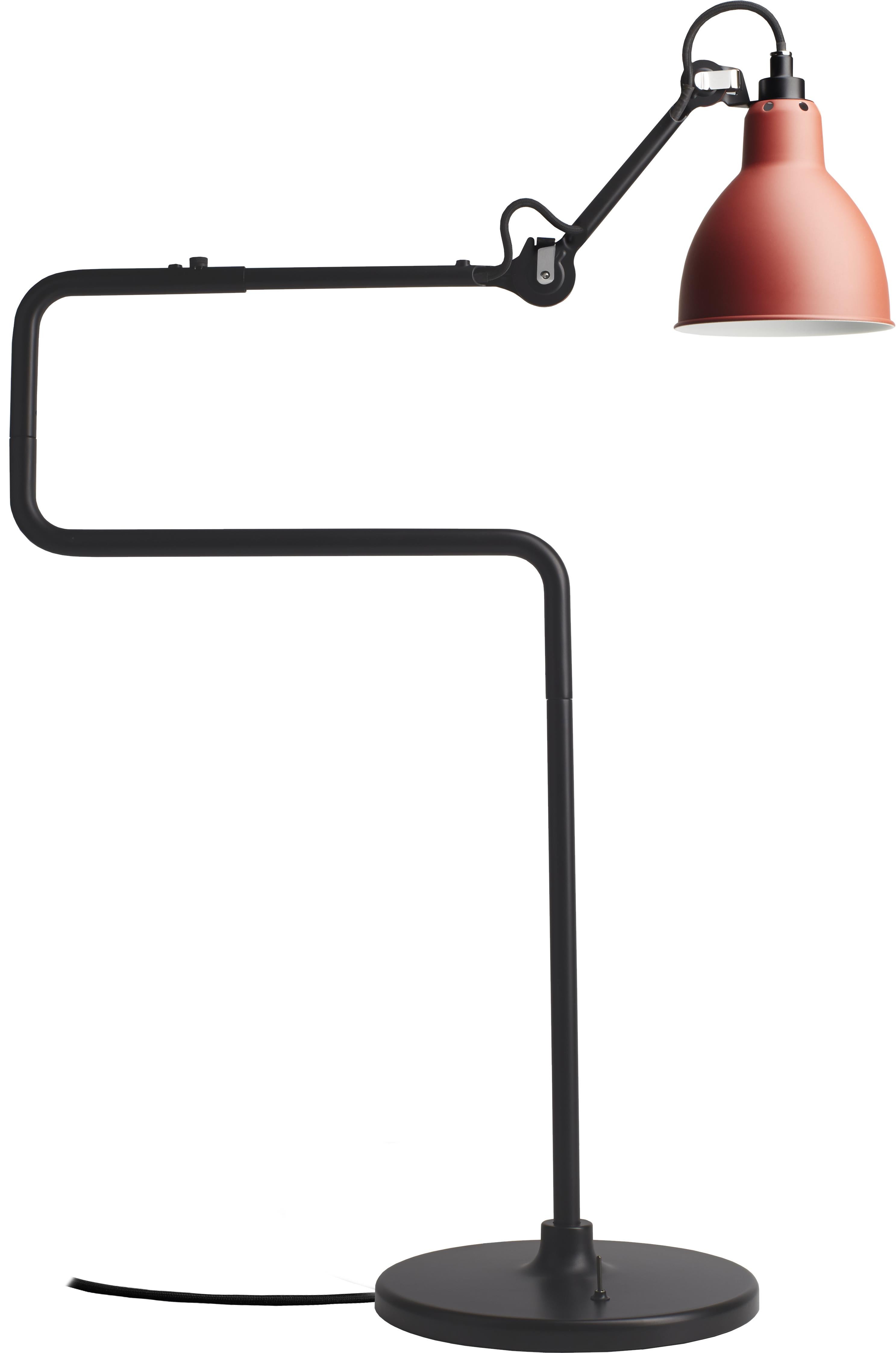 DCW Editions La Lampe Gras N°317 Table Lamp in Black Arm with Red Shade For Sale