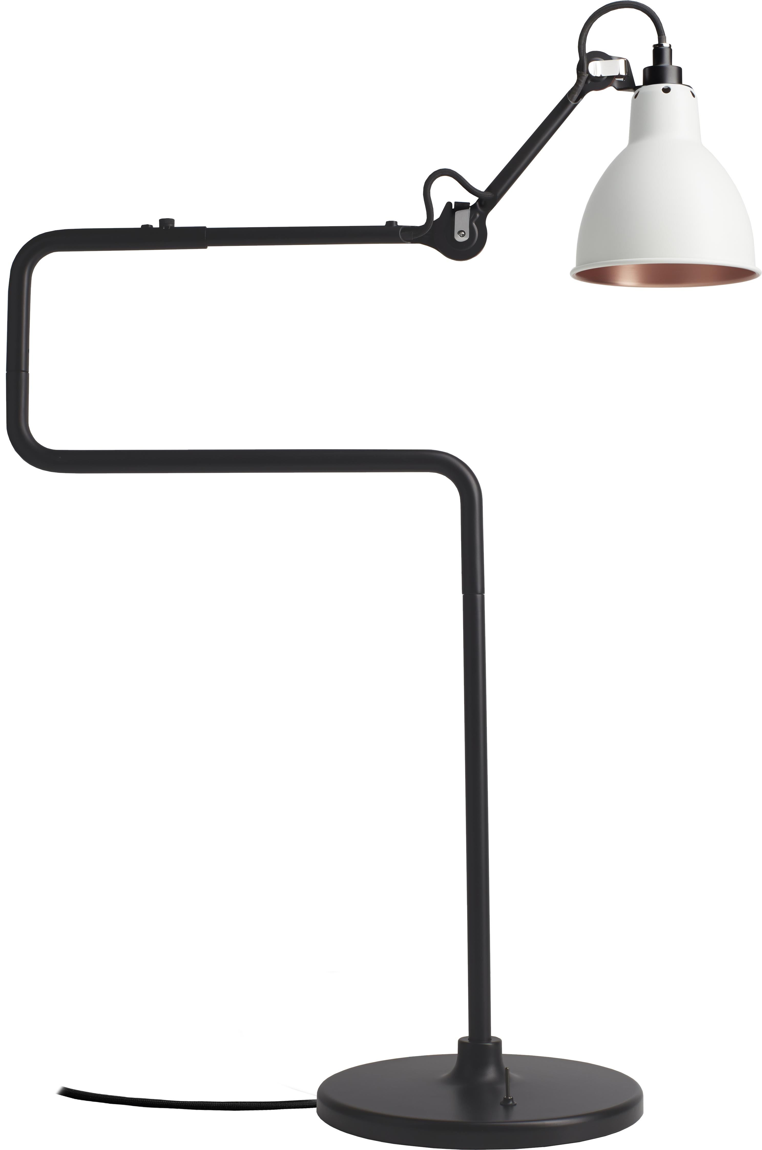 DCW Editions La Lampe Gras N°317 Table Lamp in Black Arm with White Copper Shade For Sale