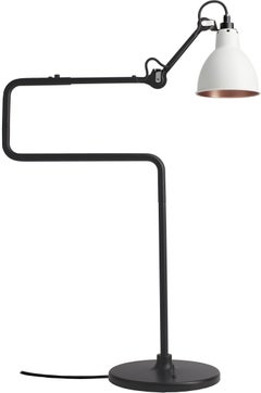 Whiting Editions La Lampe Gras N°317 Lampe à poser avec bras noir et abat-jour en cuivre blanc