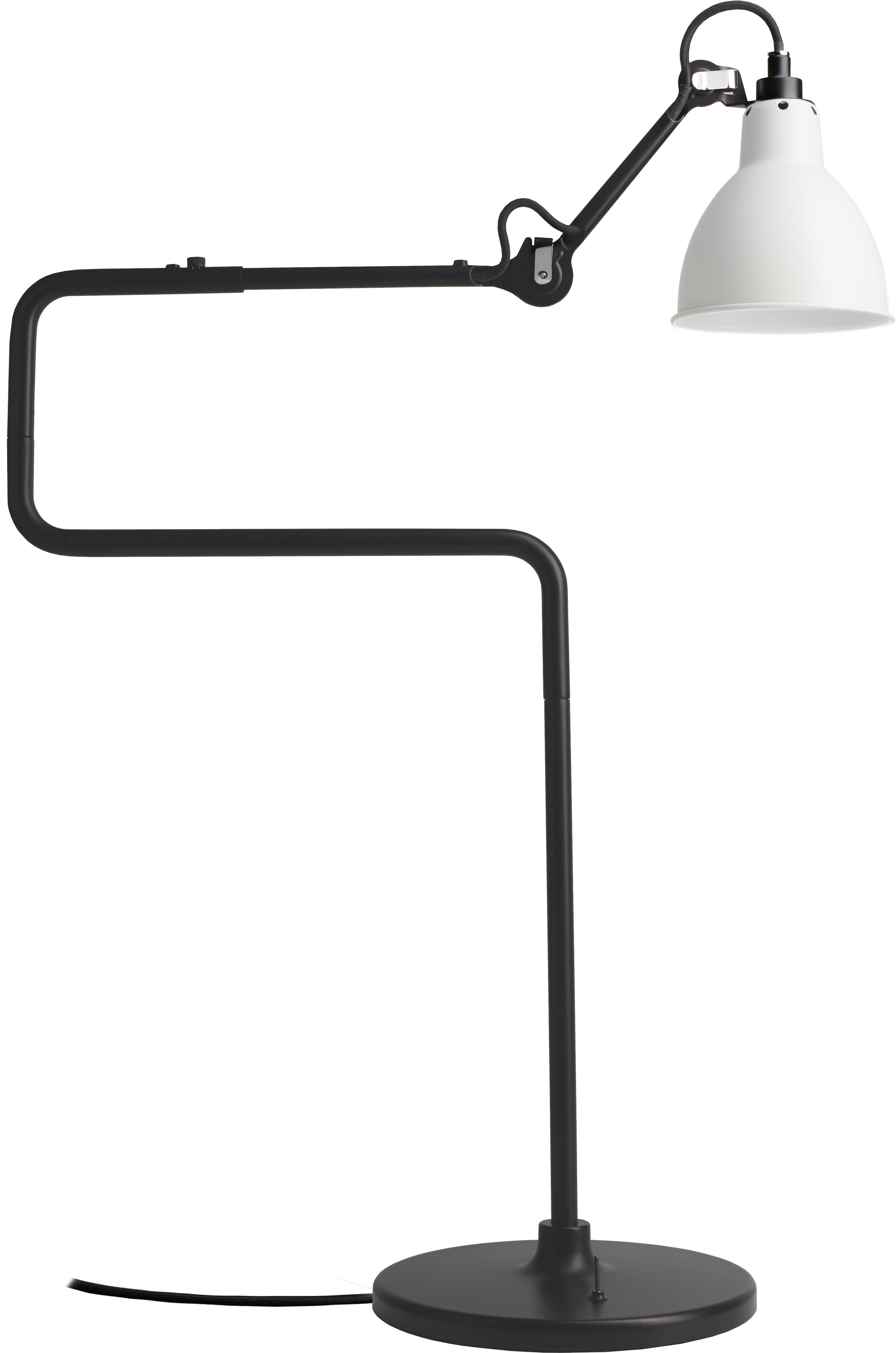 DCW Editions La Lampe Gras N°317 Table Lamp in Black Arm with White Shade For Sale