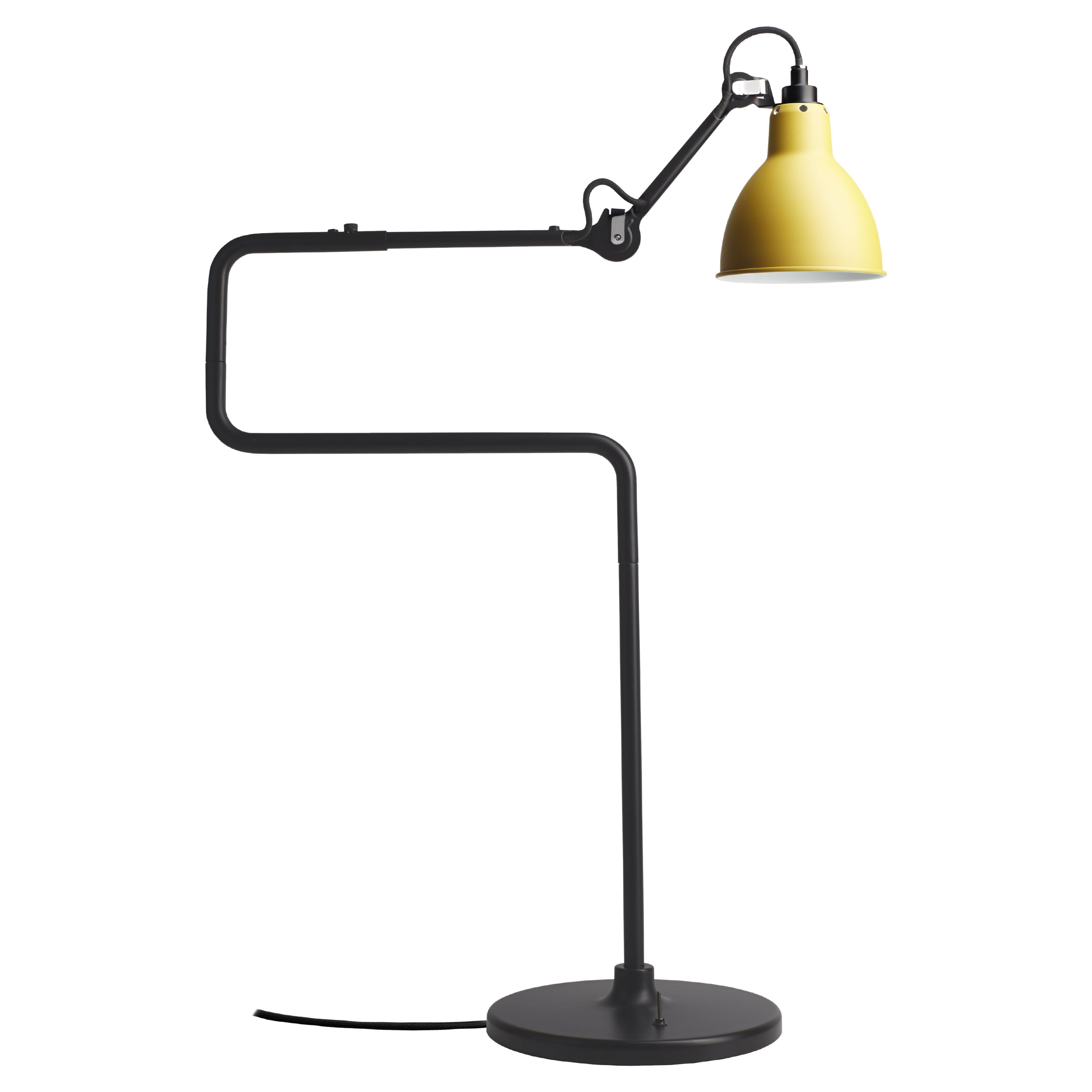 DCW Editions La Lampe Gras N°317 Table Lamp in Black Arm with Yellow Shade For Sale