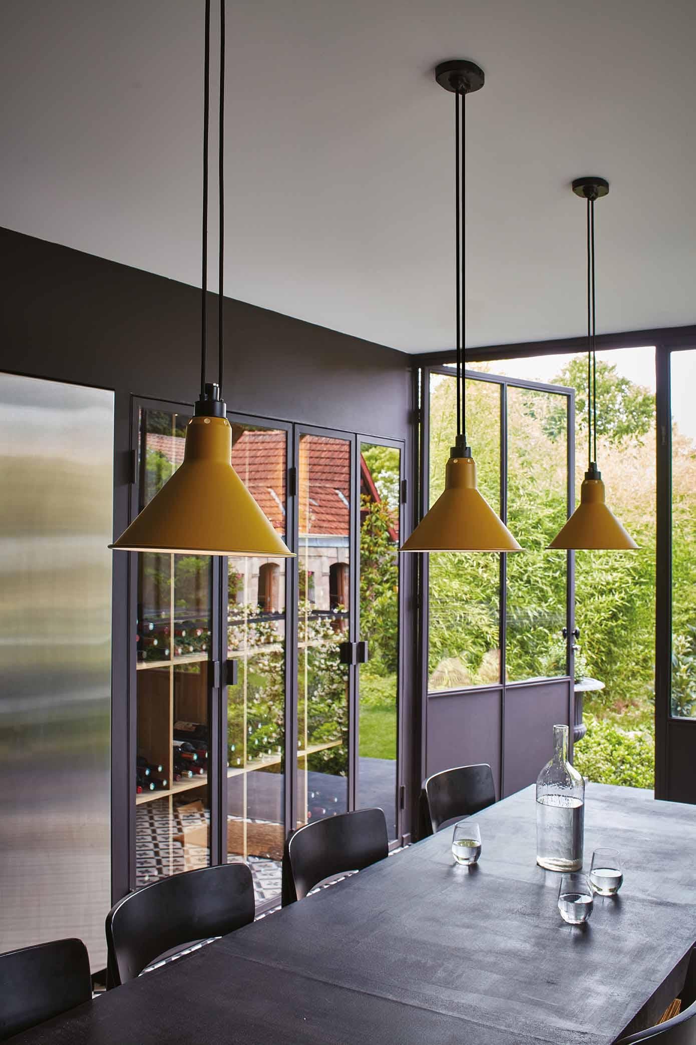 Steel DCW Editions Les Acrobates N°322 Large Conic Pendant Lamp in Black Copper Shade For Sale
