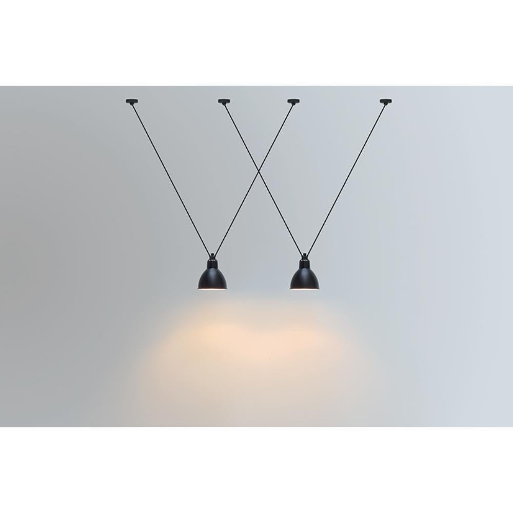 Steel DCW Editions Les Acrobates N°323 Large Round Pendant Lamp in Frosted Glass Shade For Sale