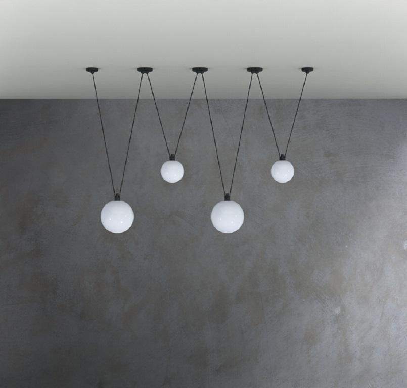 Steel DCW Editions Les Acrobates N°324 Pendant Lamp in Black Arm and Large Glassball For Sale