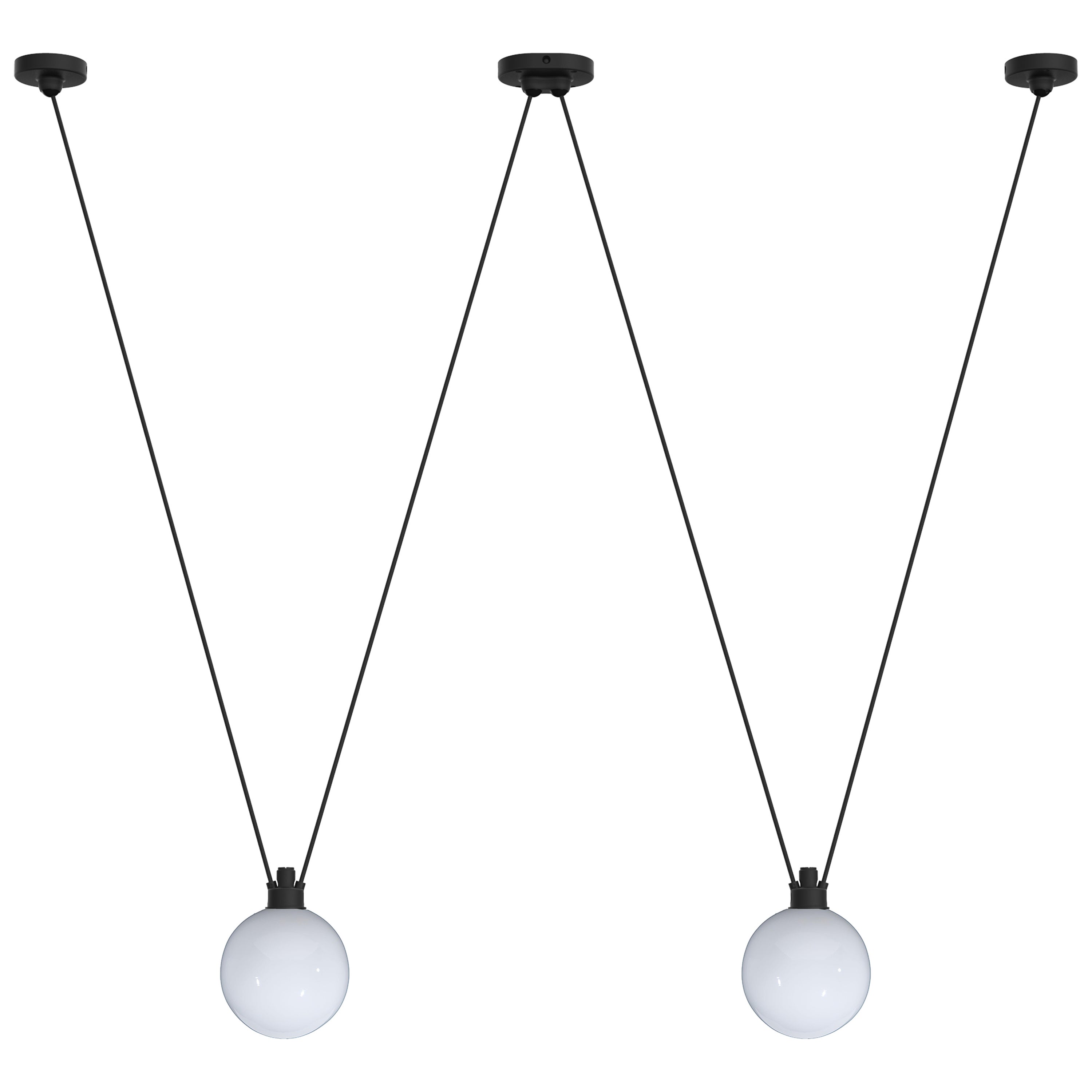 DCW Editions Les Acrobates N°324 Lámpara Colgante de Brazo Negro y Bola de Cristal Pequeña