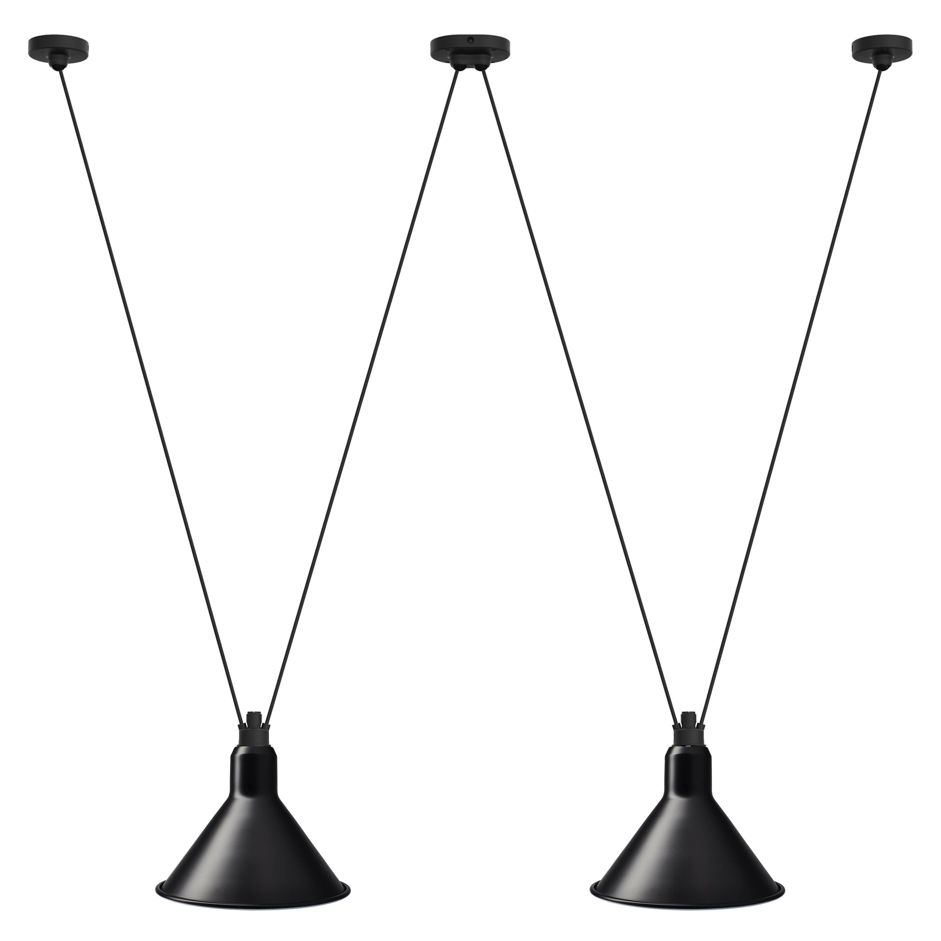 DCW Editions Les Acrobates N°324 Lámpara Colgante Cónica XL Pantalla Negra