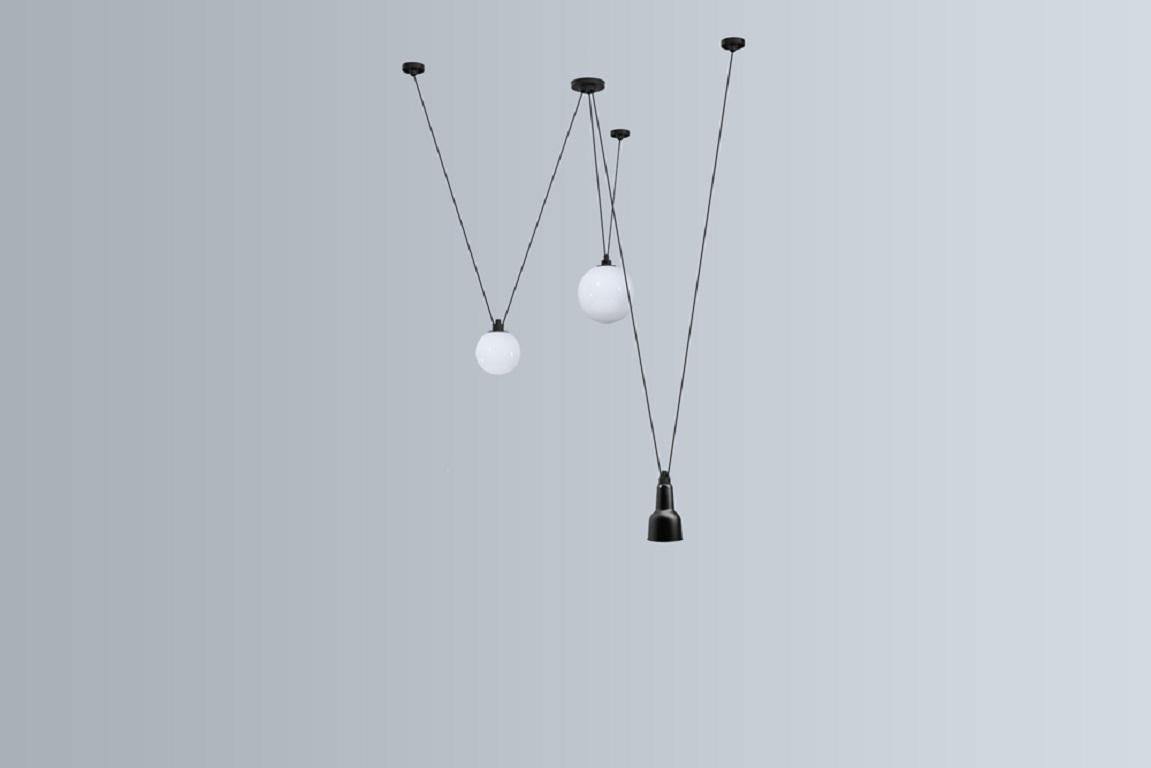 DCW Editions Les Acrobates N°325 Large Round Pendant Lamp in Black Shade For Sale 1