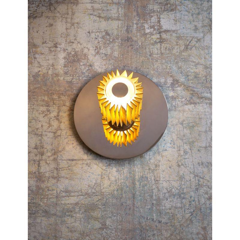 DCW Editions Medium In The Sun Wall Lamp in Silver Steel Body with Gold Mesh In New Condition For Sale In Brooklyn, NY