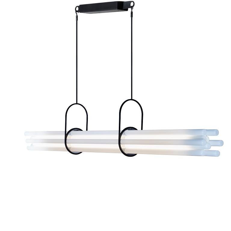 French DCW Editions NL12 Pendant Lamp in Black Glass and Aluminum by Sebastian Summa For Sale