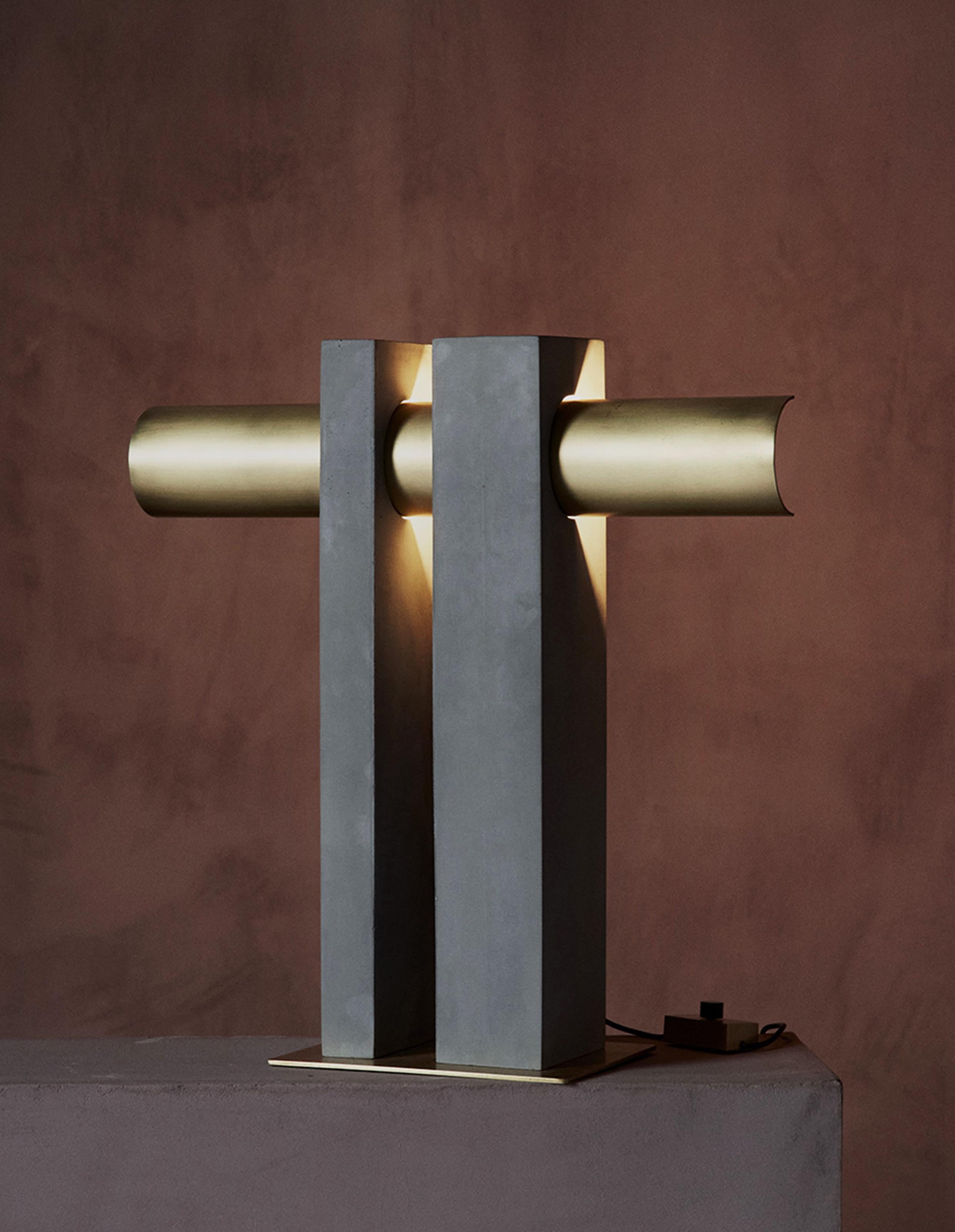 DCW Editions Pi Table Lamp in Gold Concrete & Steel by Clément Cauvet For Sale 4