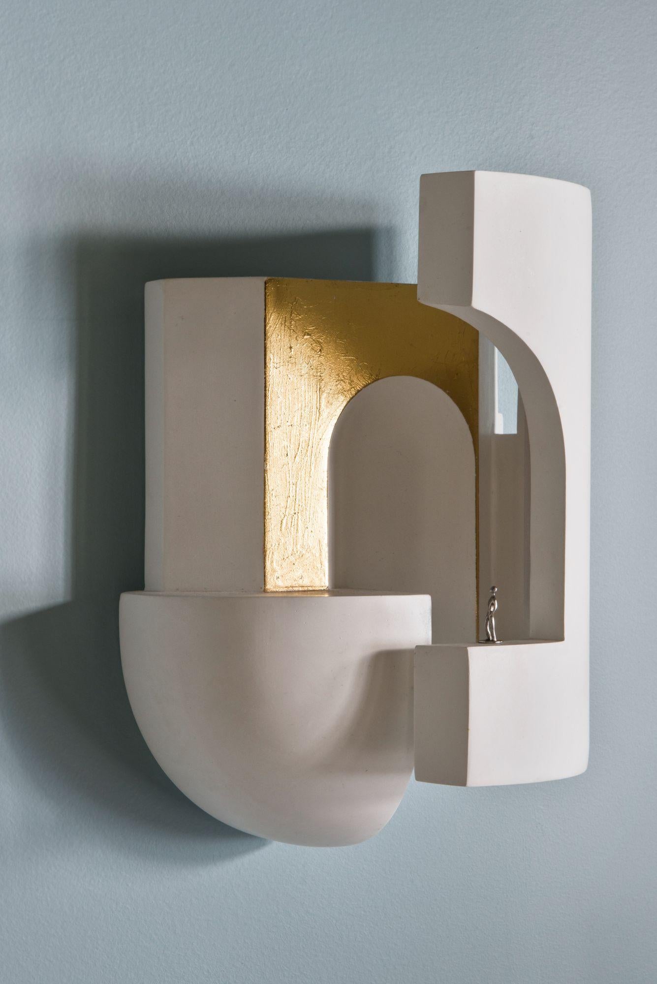 DCW Editions Soul Story 2 Wall Lamp in White and Gold Leaf by Charles Kalpakian In New Condition For Sale In Brooklyn, NY