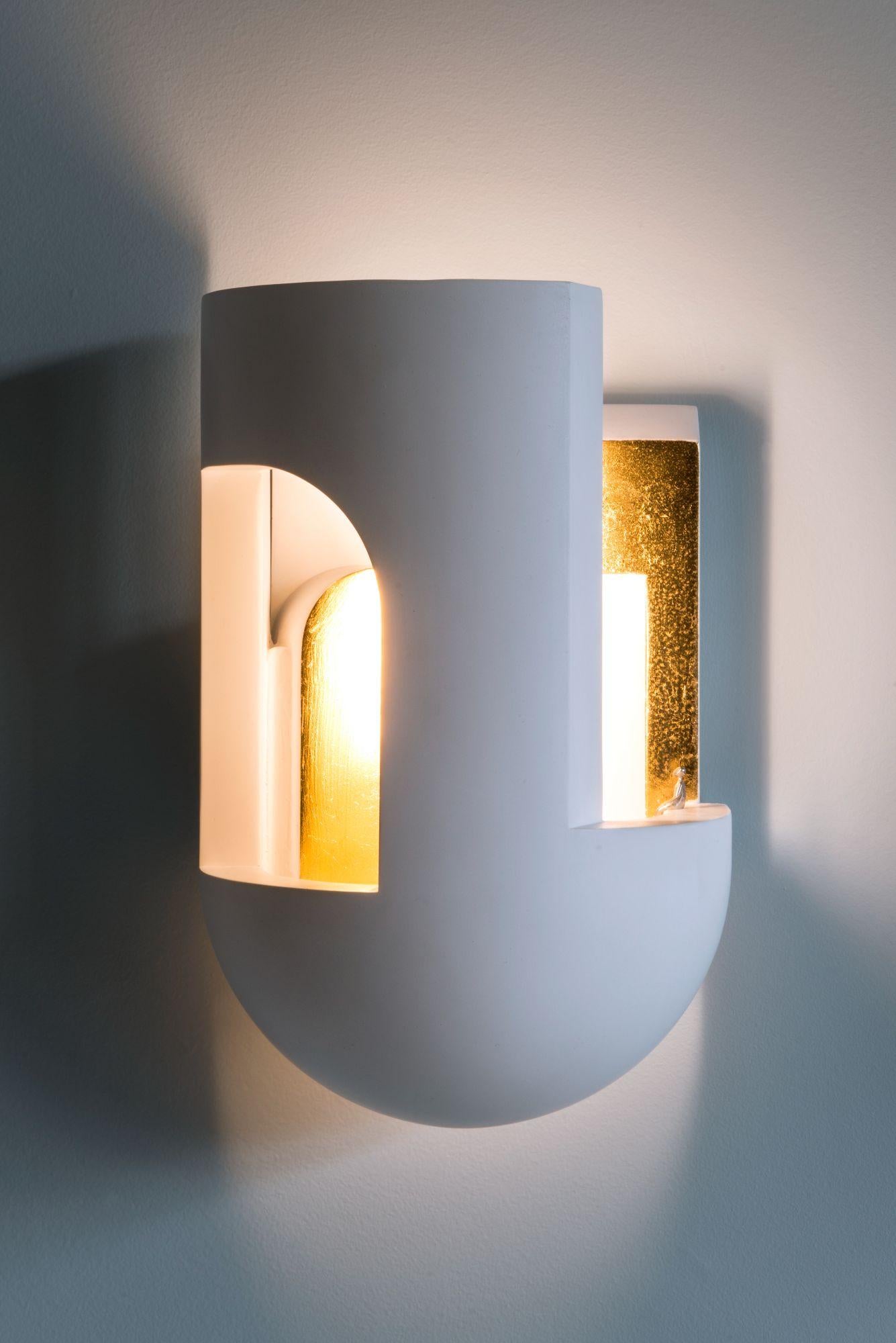 Contemporary DCW Editions Soul Story 3 Wall Lamp in White and Gold Leaf by Charles Kalpakian For Sale