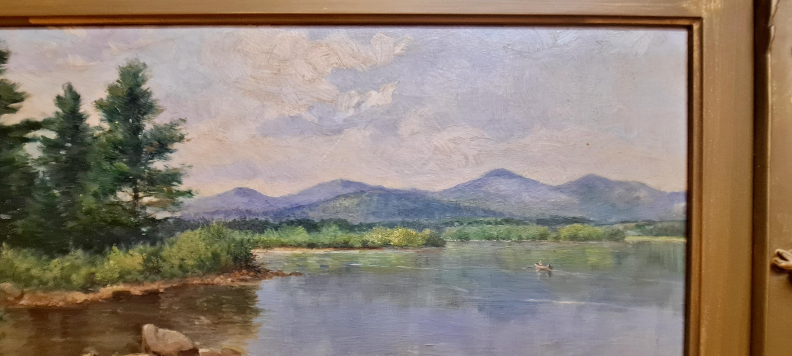 On Stearns Landing, Kezar Pond, Lowell, Maine - Painting by D.D. COOMBS