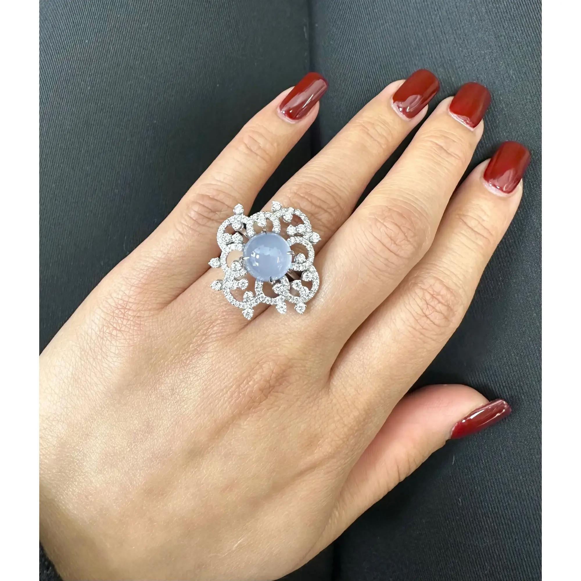 DD David & Delucchi Gioielli Cocktail-Ring aus 18 Karat Weißgold mit Diamanten und Mondsteinen im Zustand „Neu“ im Angebot in New York, NY