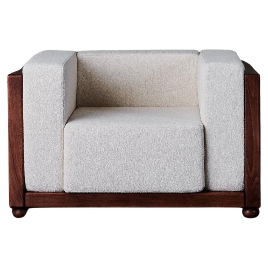 Beechwood and Boucle Frame Armchair