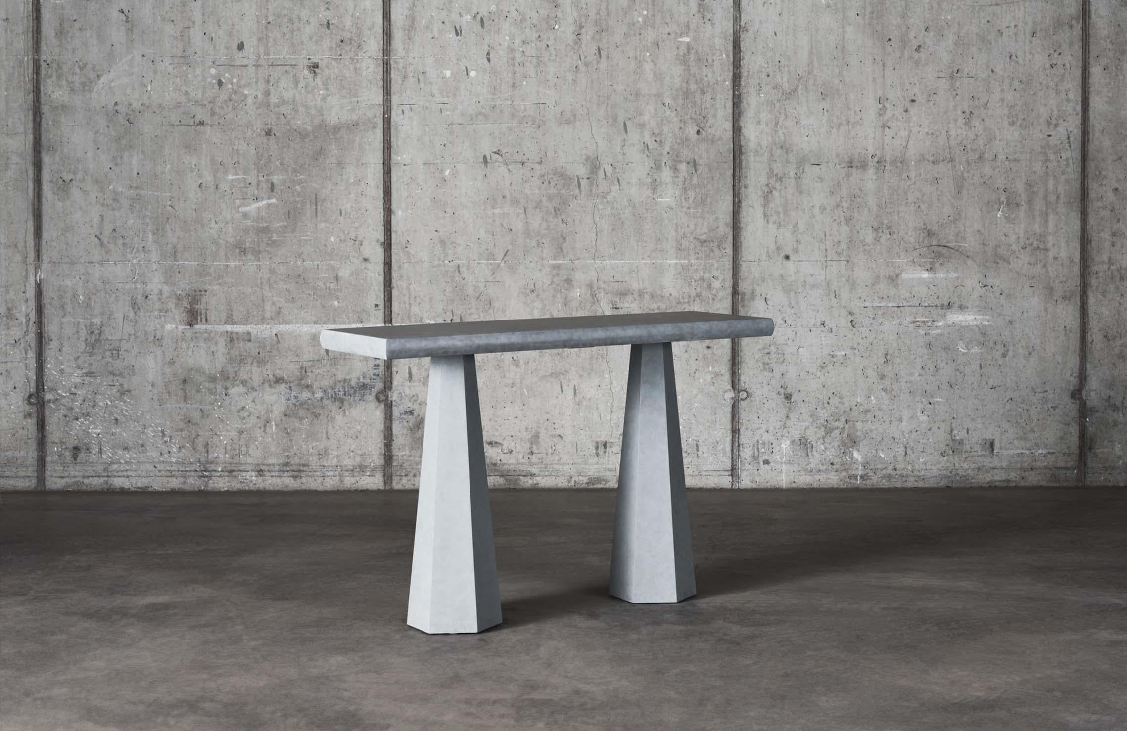 Tacheté Table console moderne en forme d'hexagone grise en vente