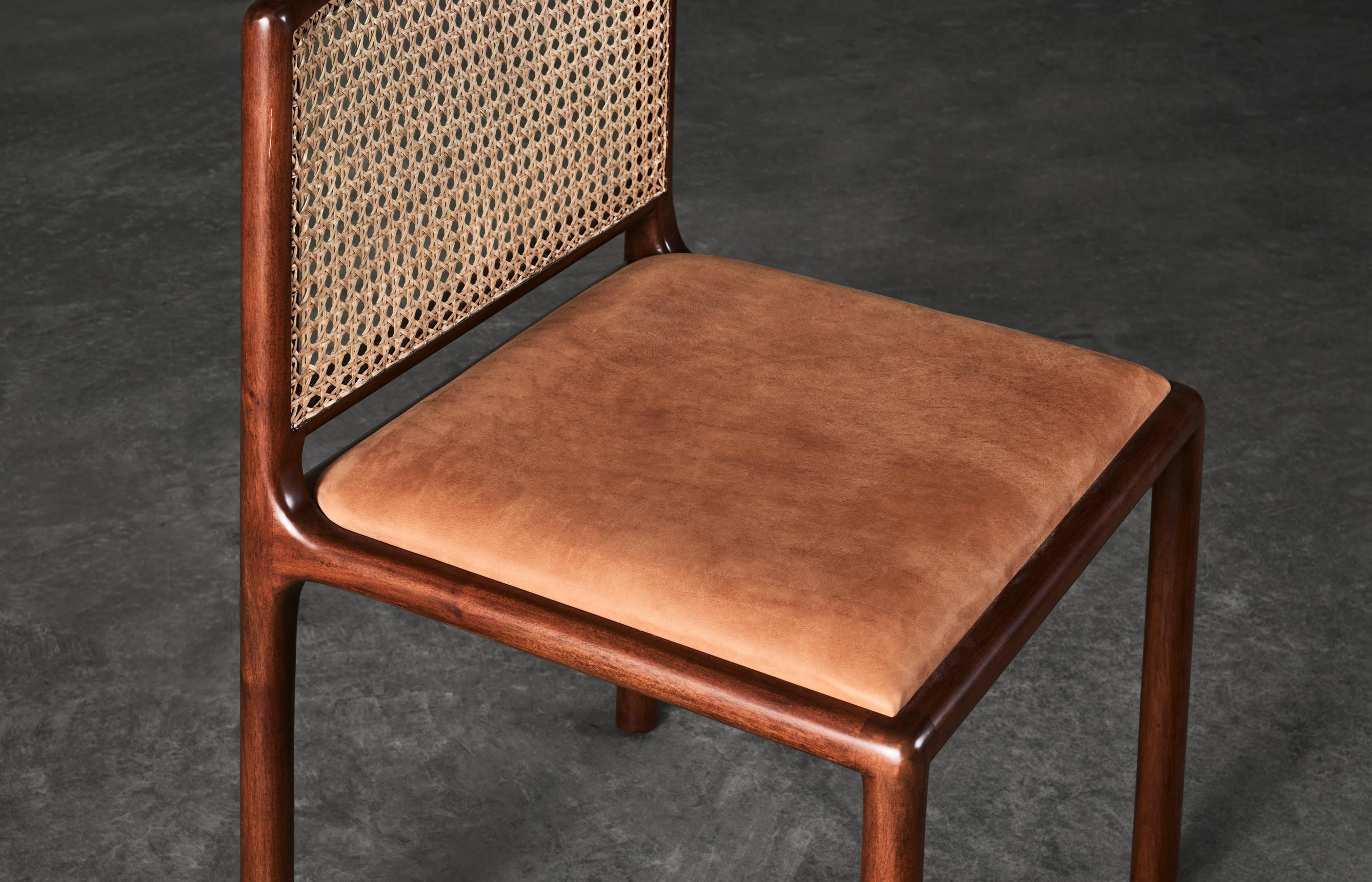 Philippine Scandinavian Mesh Chair Cognac Leather by Dusty Deco