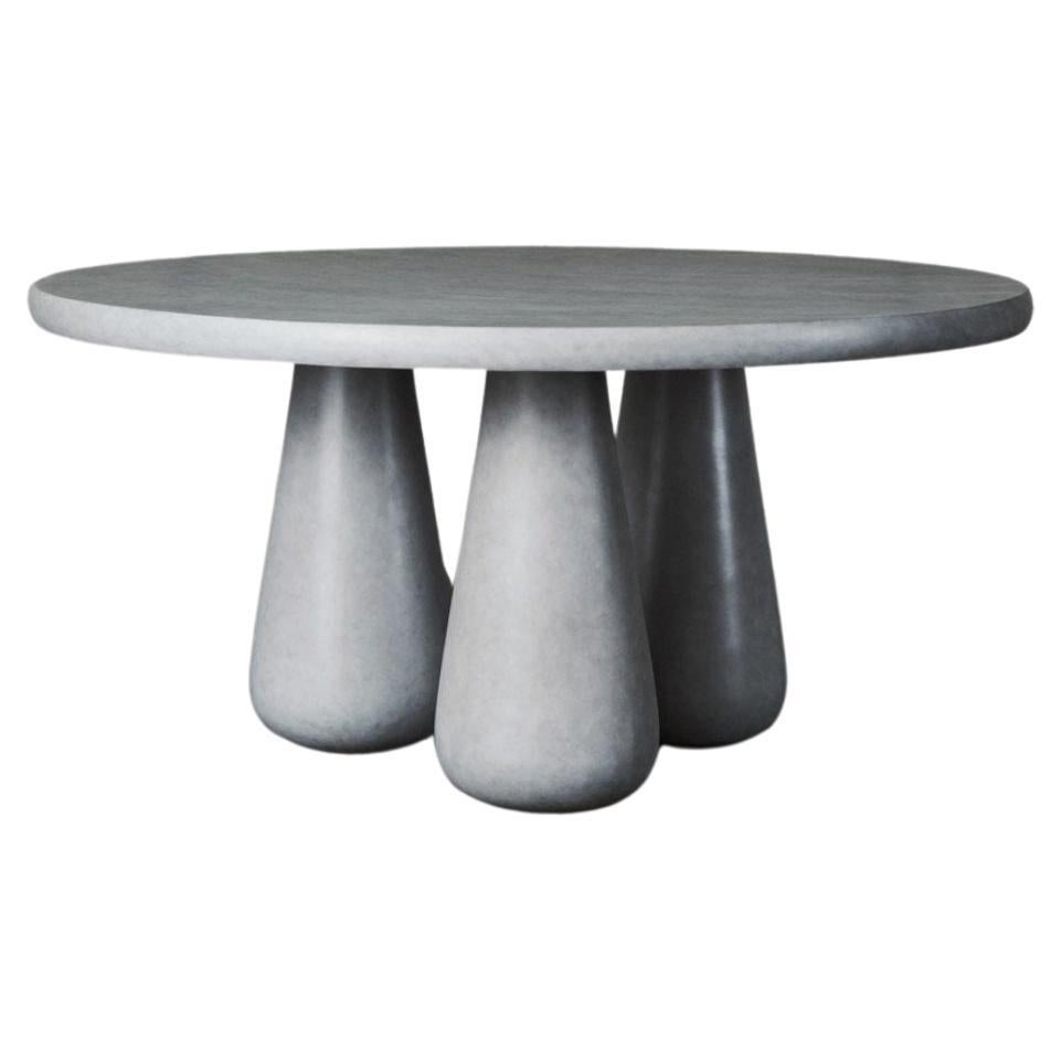Round Sculptural Dining Table Grey