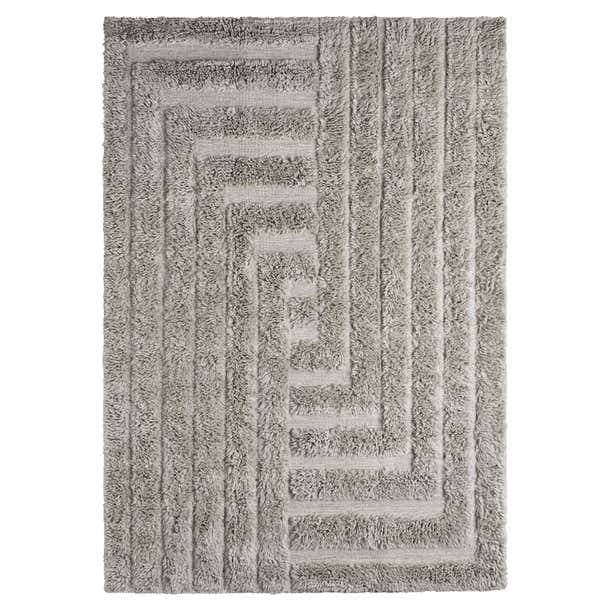 Handwoven Shaggy Labyrinth Wool Rug Grey Small For Sale at 1stDibs ...