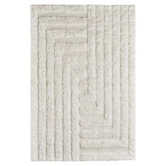 Tapis en laine du Labyrinthe épais tissé à la main blanc moyen