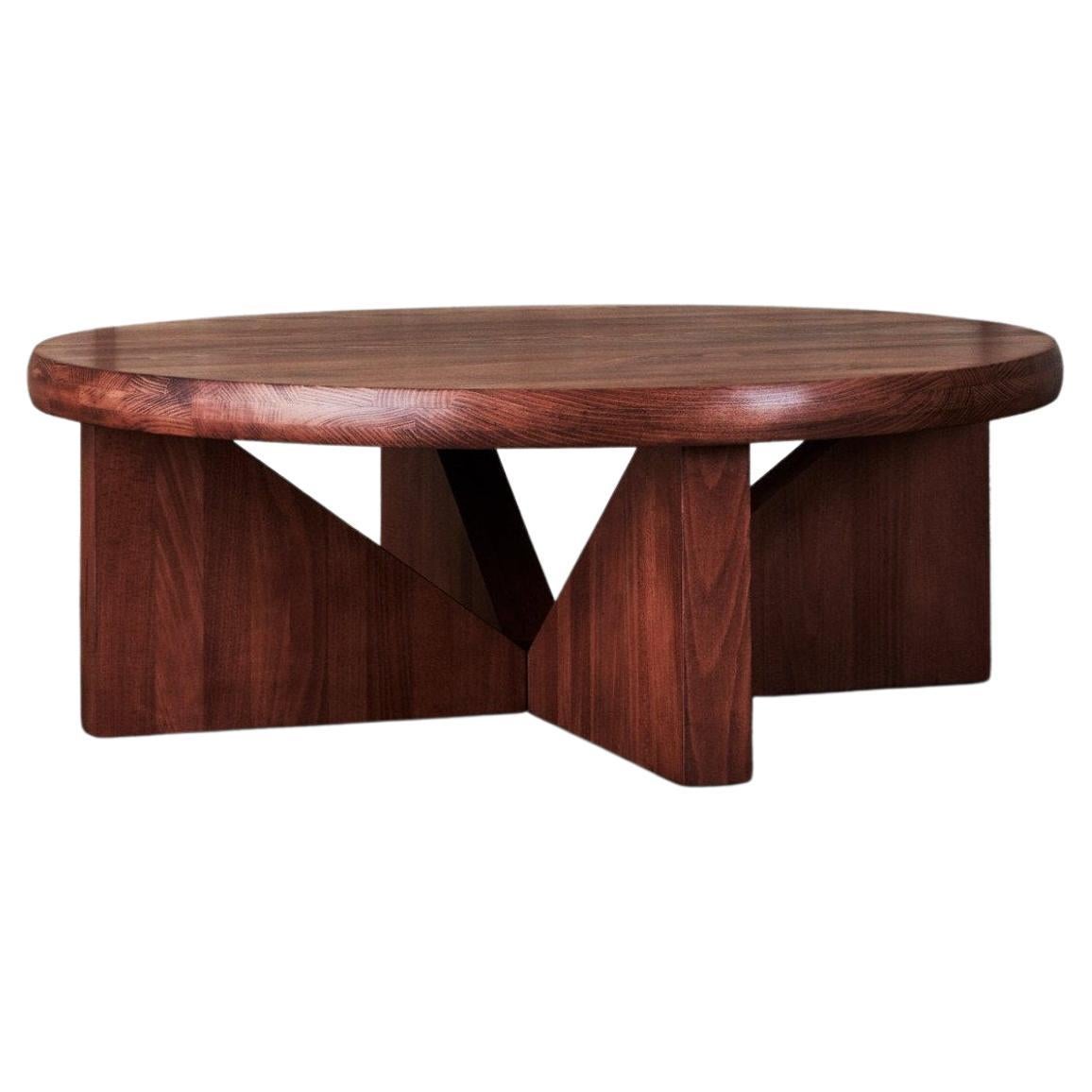21st Century Modern Scandinavian Beech wood Round Coffee Table "V" by Dusty Deco