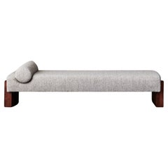 "V" Day Bed Grey Boucle and Beechwwod base