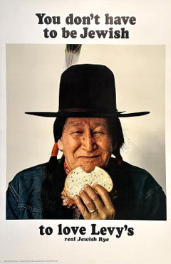 Original Vintage You Don't Have to be Jewish to Love Levy's Bread Poster 1967