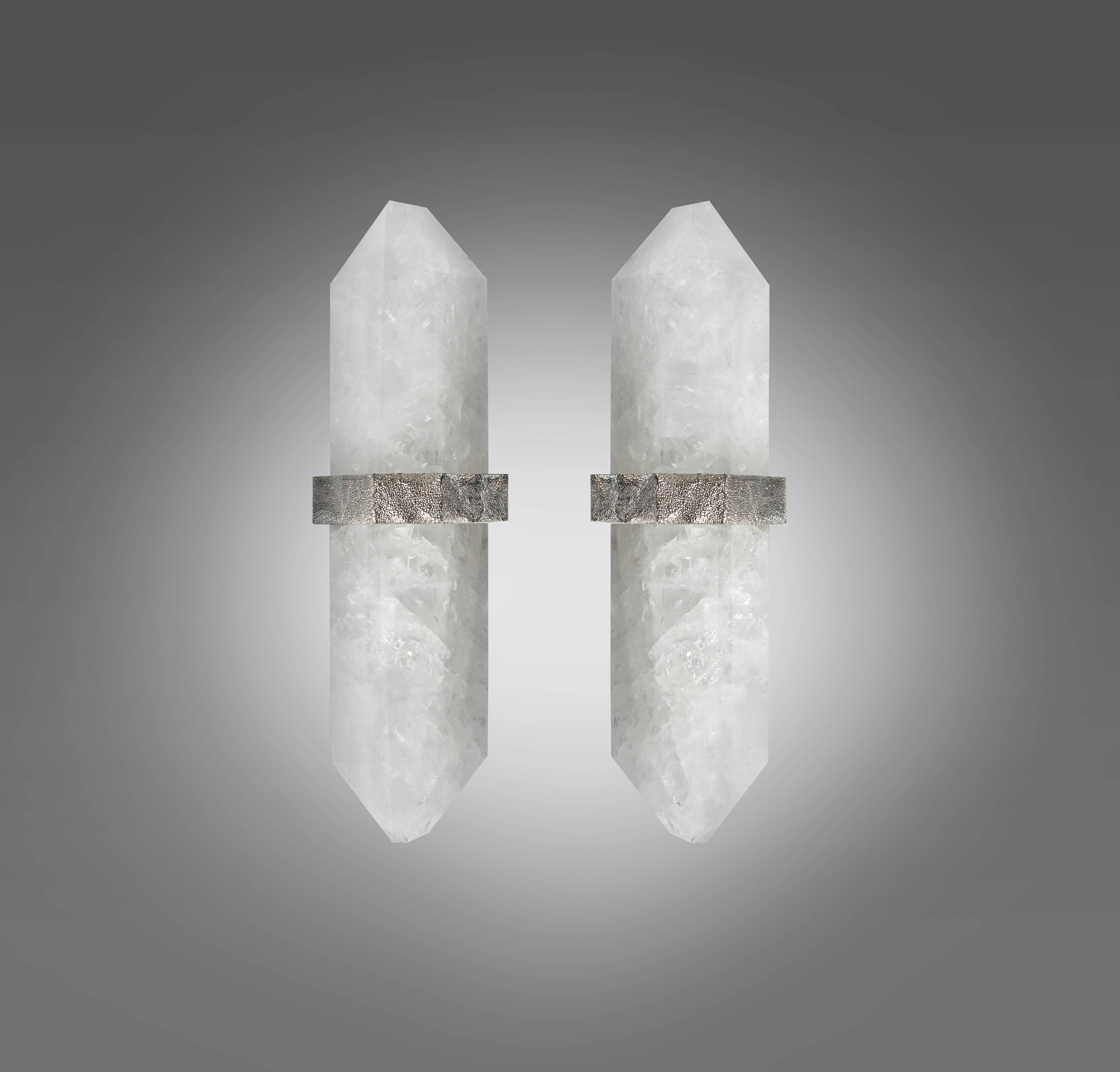 DDN Rock Crystal Quartz Wall Sconces In Excellent Condition In New York, NY