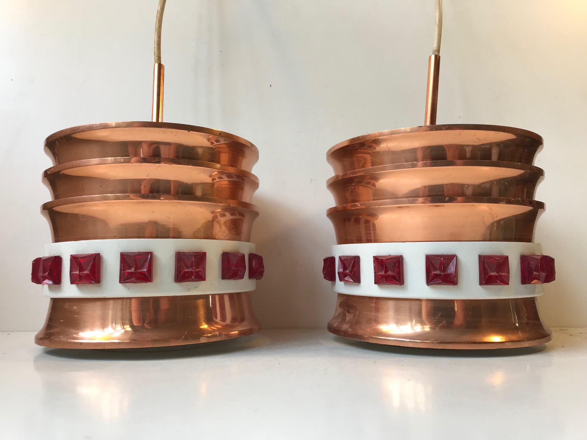 Late 20th Century DDR Space Age Copper Pendant Lamps by VEB, 1970s For Sale
