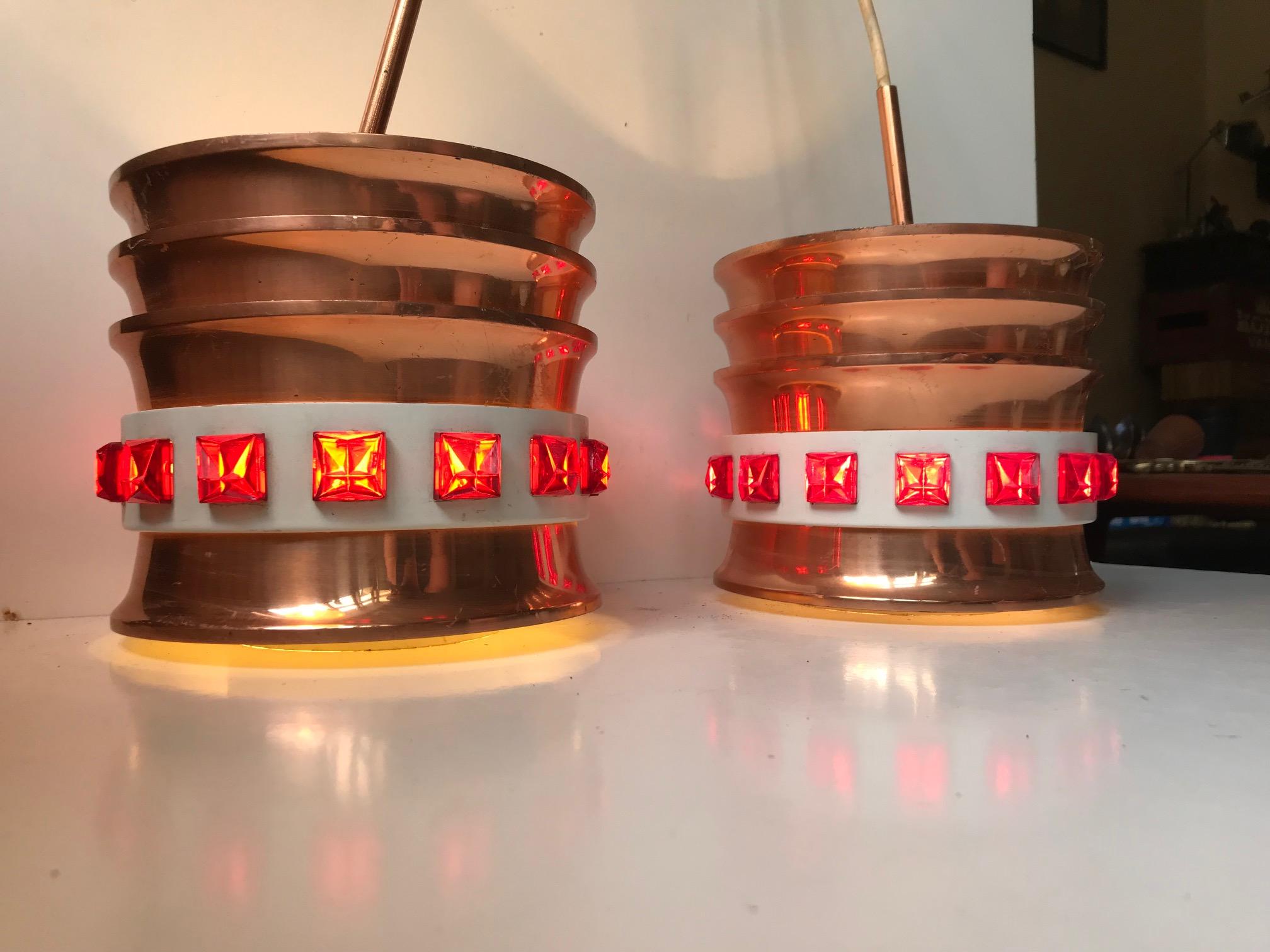 DDR Space Age Copper Pendant Lamps by VEB, 1970s 1