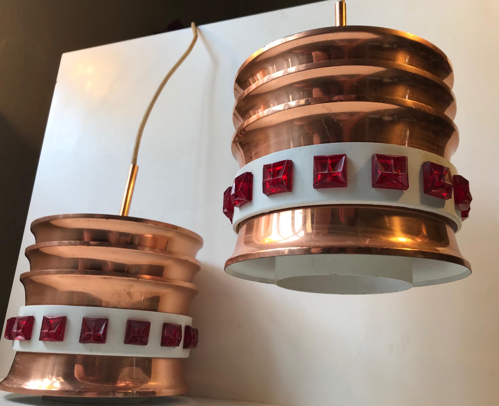 DDR Space Age Copper Pendant Lamps by VEB, 1970s 3