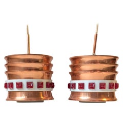 Retro DDR Space Age Copper Pendant Lamps by VEB, 1970s