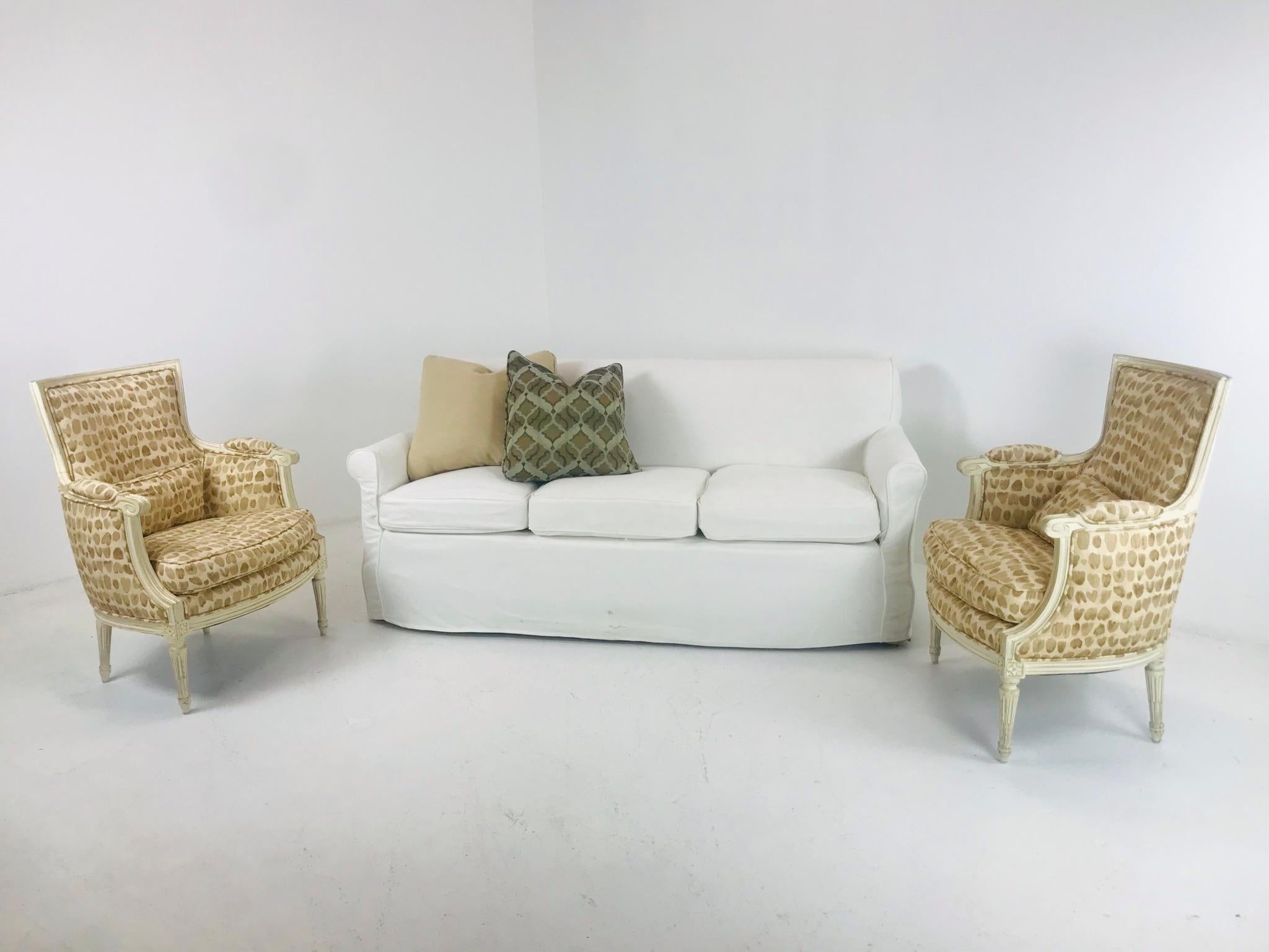 Mid-Century Modern 1960s Custom Slipcovered Sofa by DeAngelis for Billy Baldwin For Sale