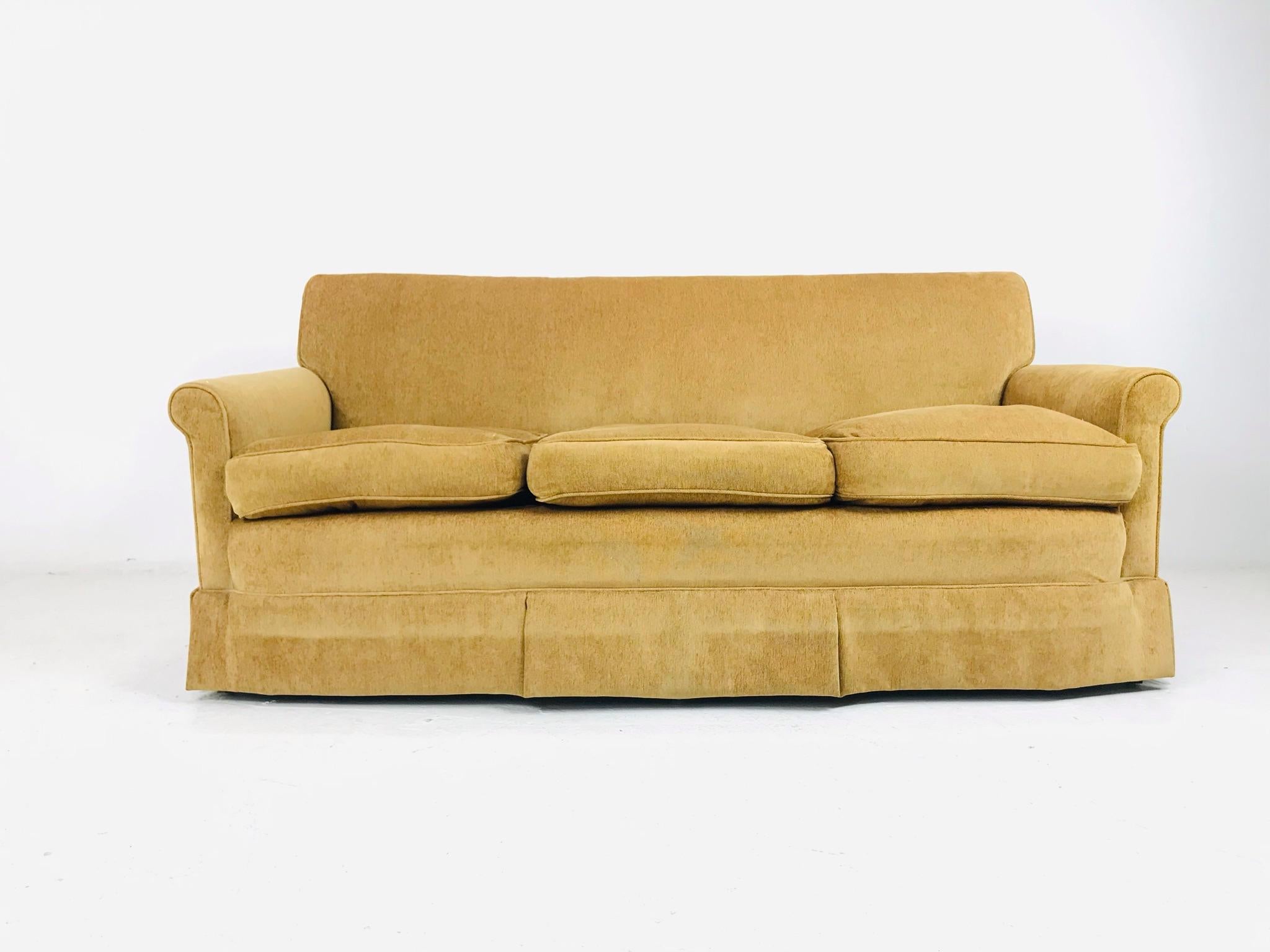 Chenille 1960s Custom Slipcovered Sofa by DeAngelis for Billy Baldwin For Sale