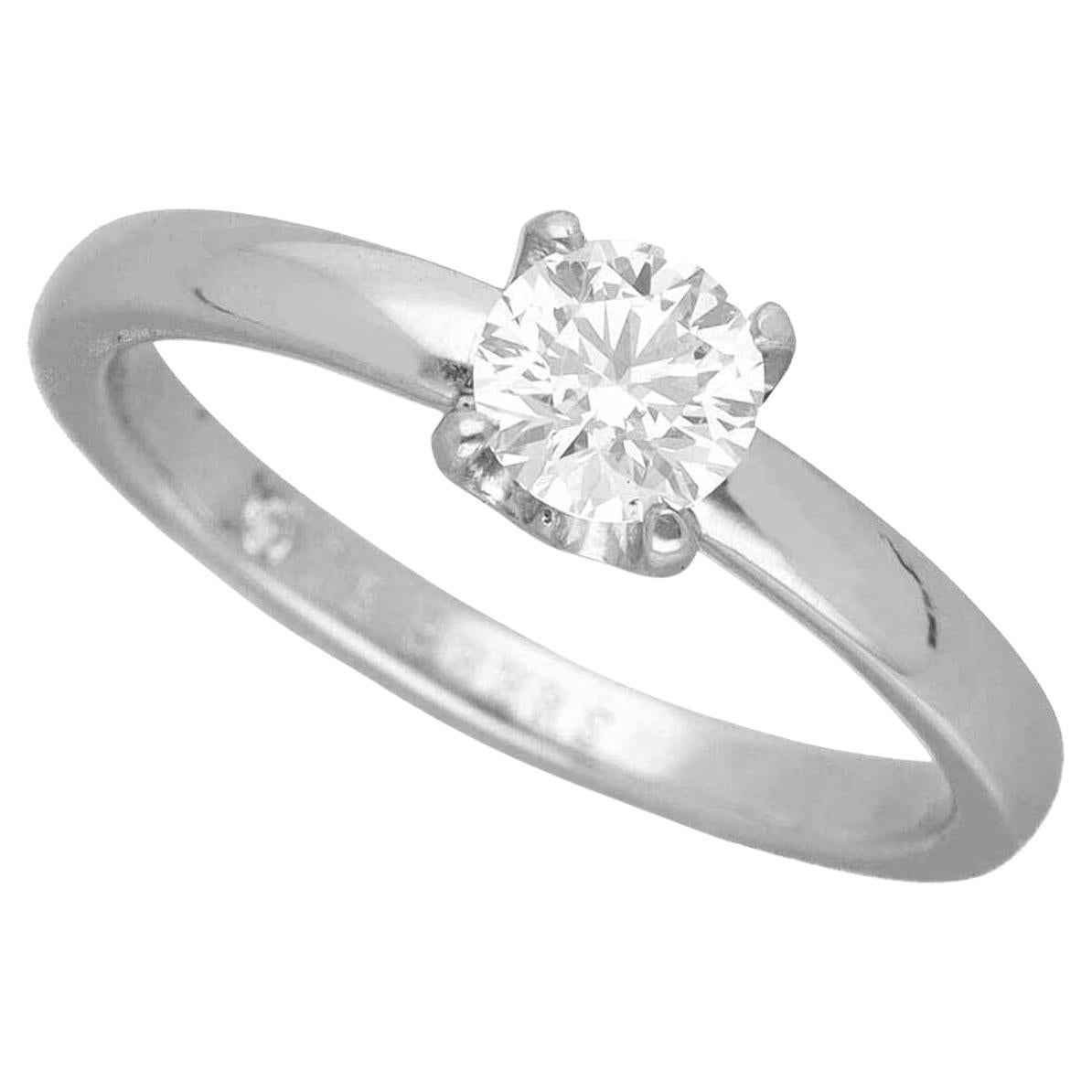 De Beers 0.32ct Diamond I-IF-Ex Classic Solitaire Ring US 3 1/2 For Sale