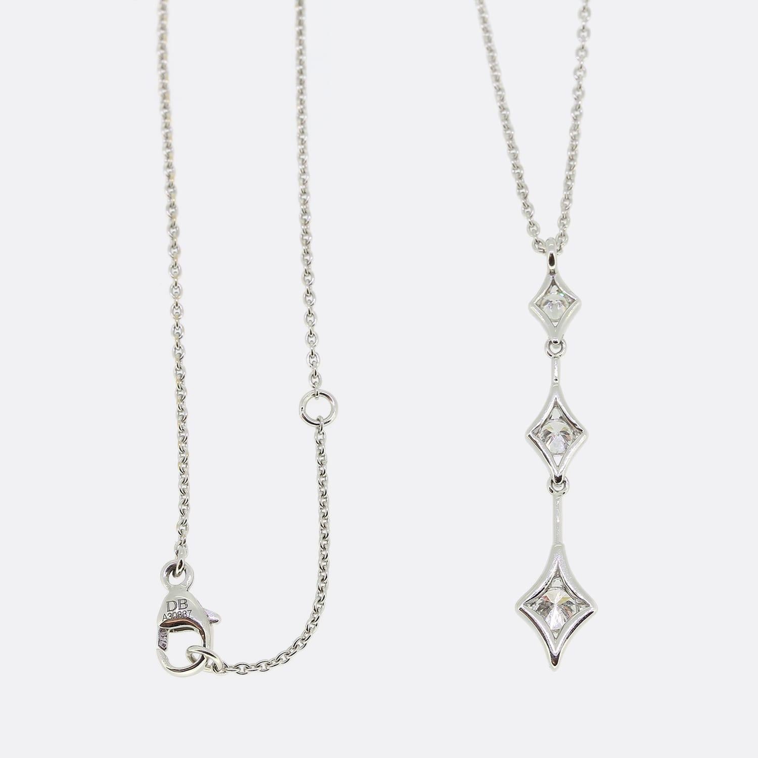 Brilliant Cut De Beers 0.35 Carat Diamond Pendant Necklace For Sale