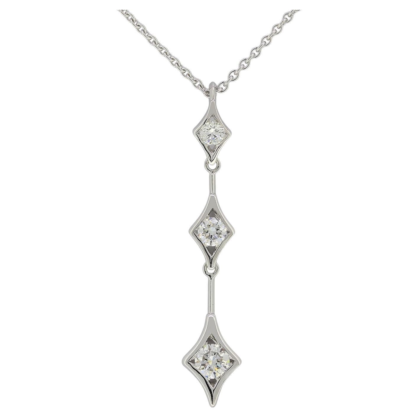 De Beers 0.35 Carat Diamond Pendant Necklace For Sale